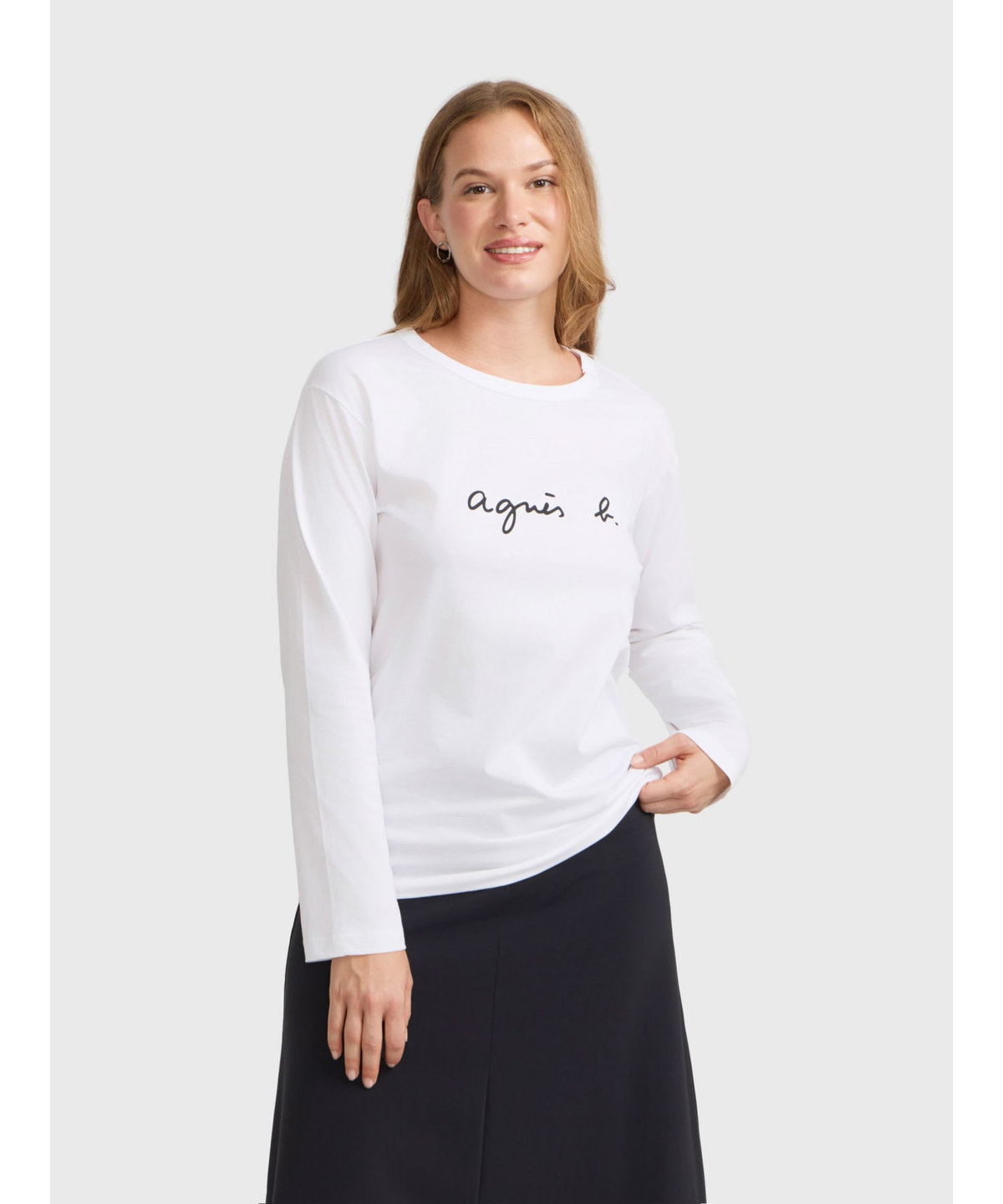 FEMME ウィメンズ ロゴプリント コットン 長袖 Tシャツ "Cool" ホワイト