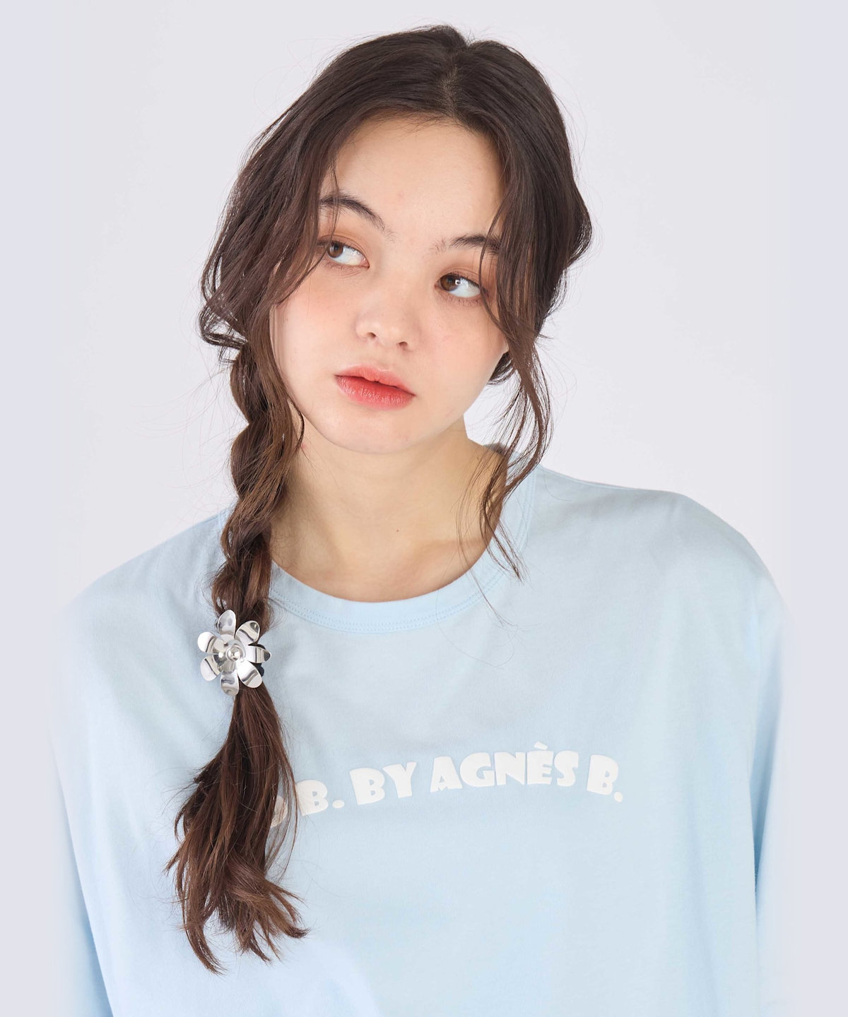 To b. by agnès b. フラワー ヘアタイ シルバー