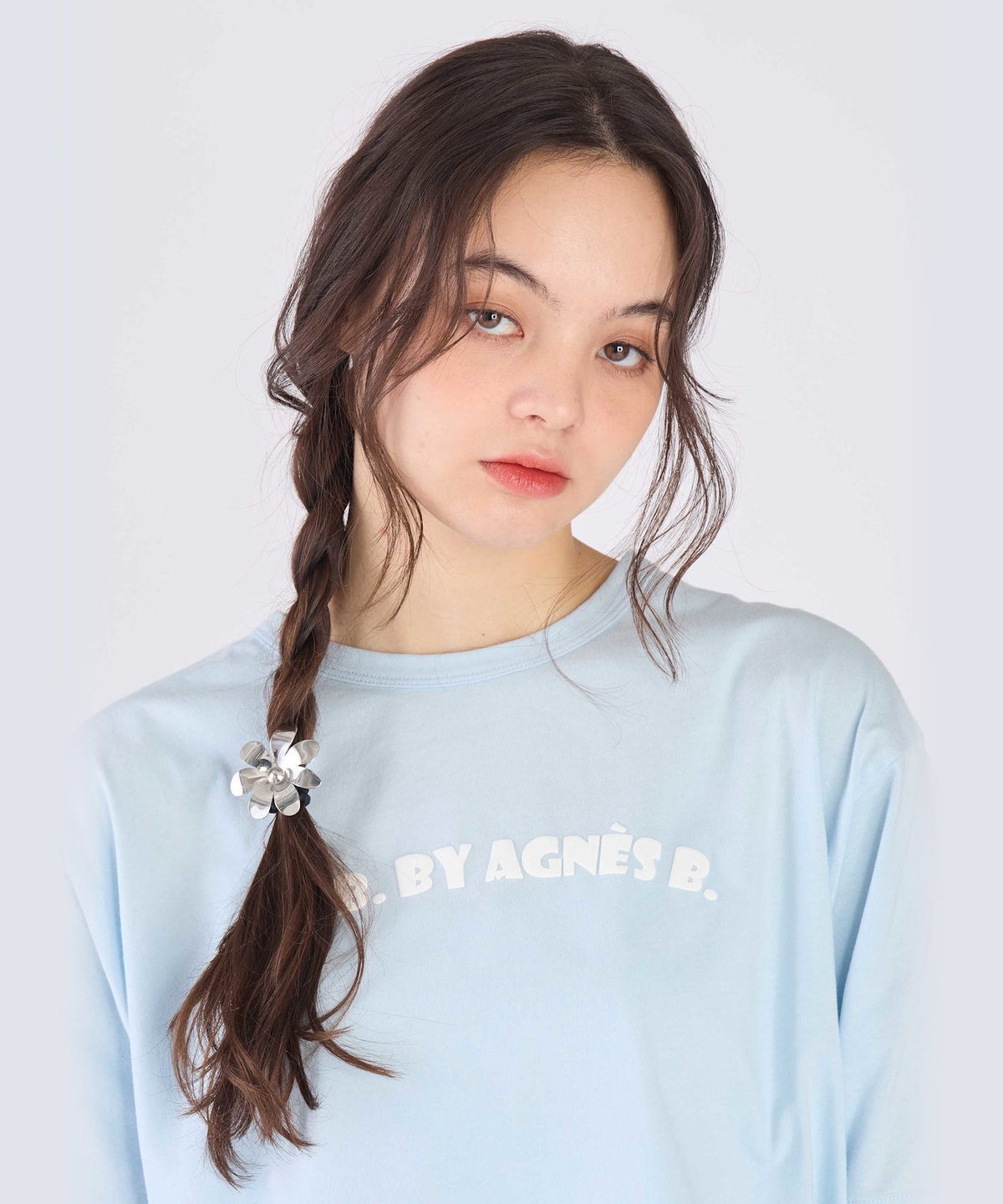 To b. by agnès b. フラワー ヘアタイ シルバー