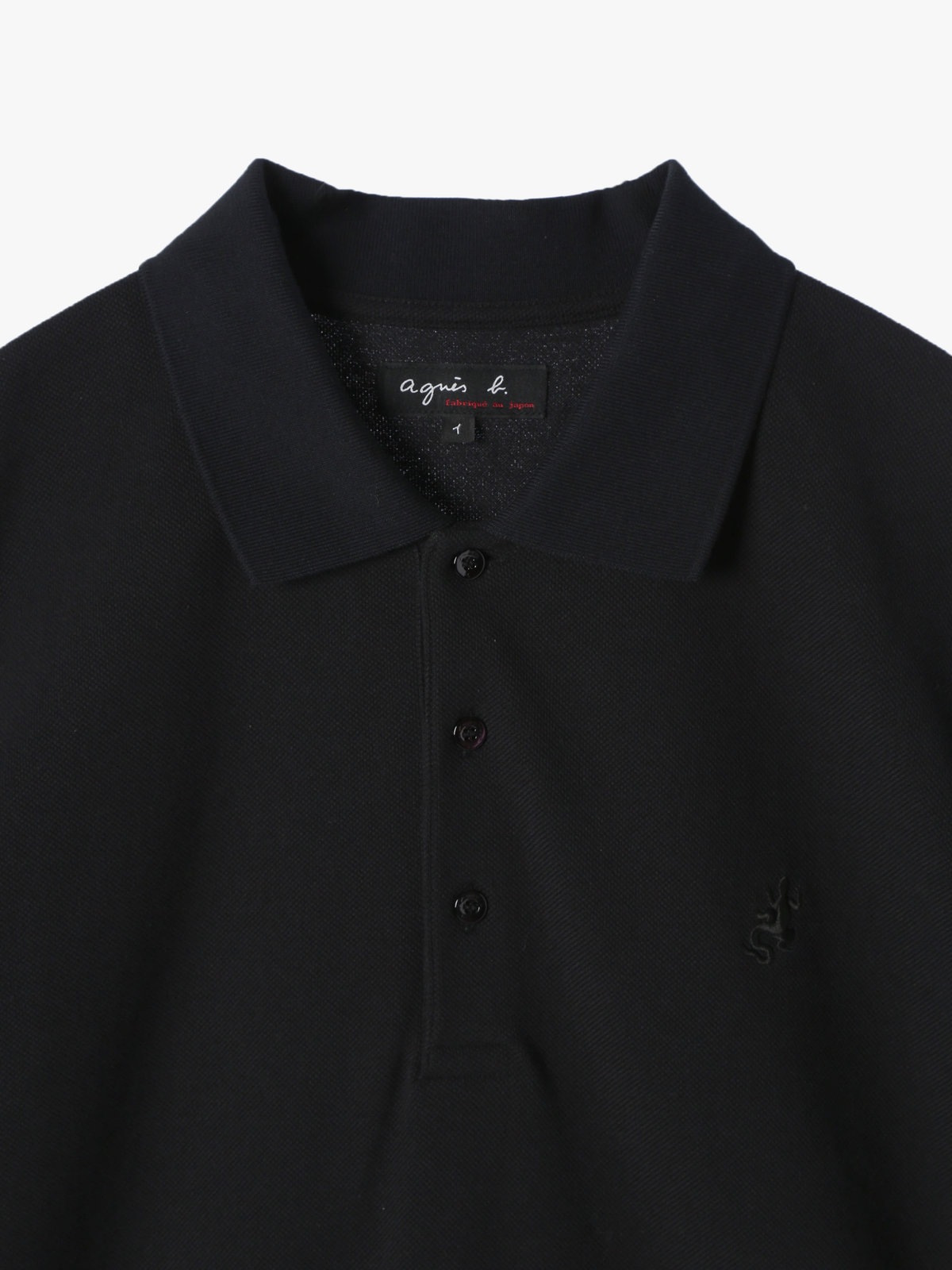 HOMME メンズ メンズ アイコニック 刺繍 コットン 半袖 ポロシャツ "Lezard" ブラック