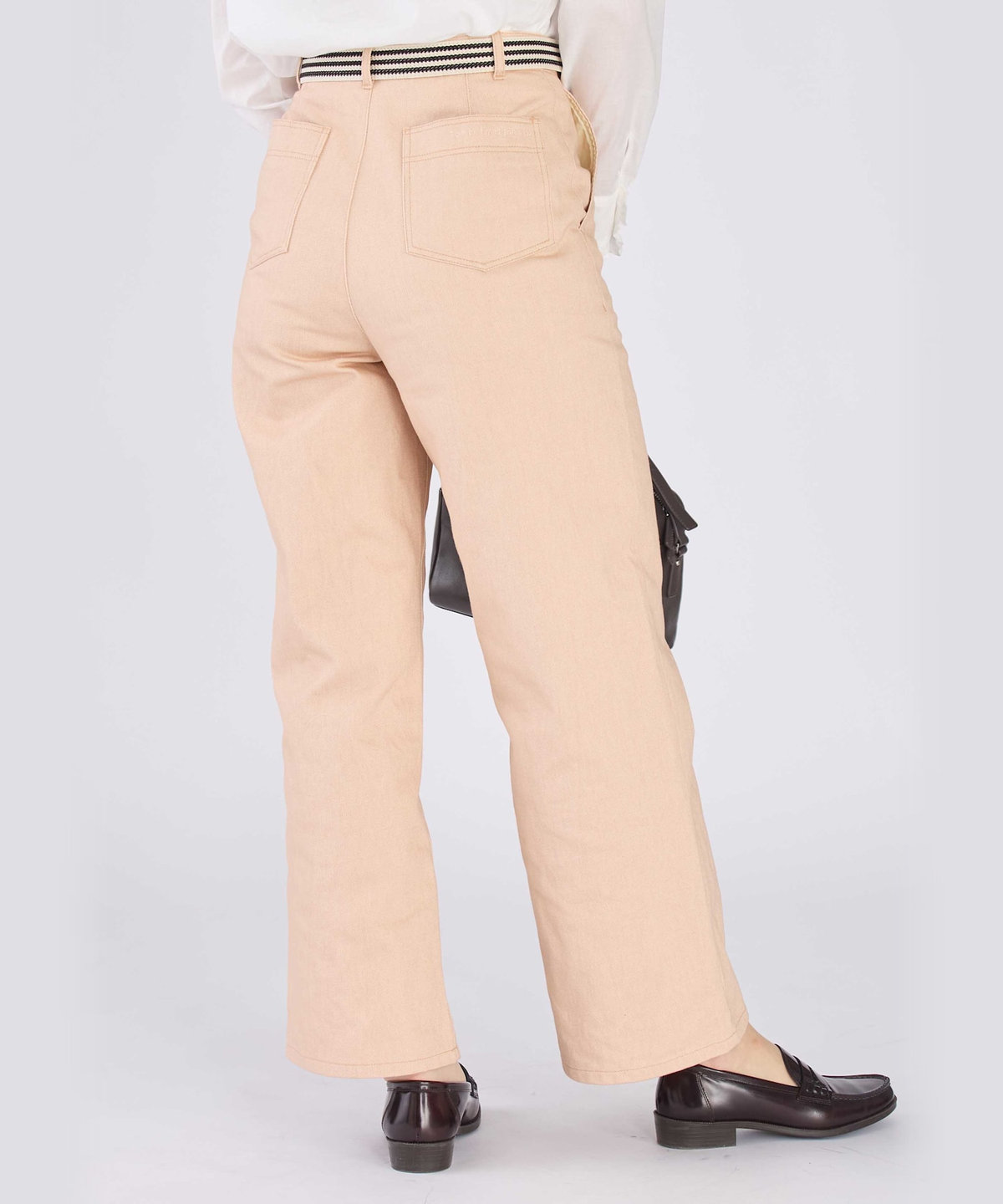 To b. by agnès b. コットン デニム ストレート ワイドパンツ ピンク