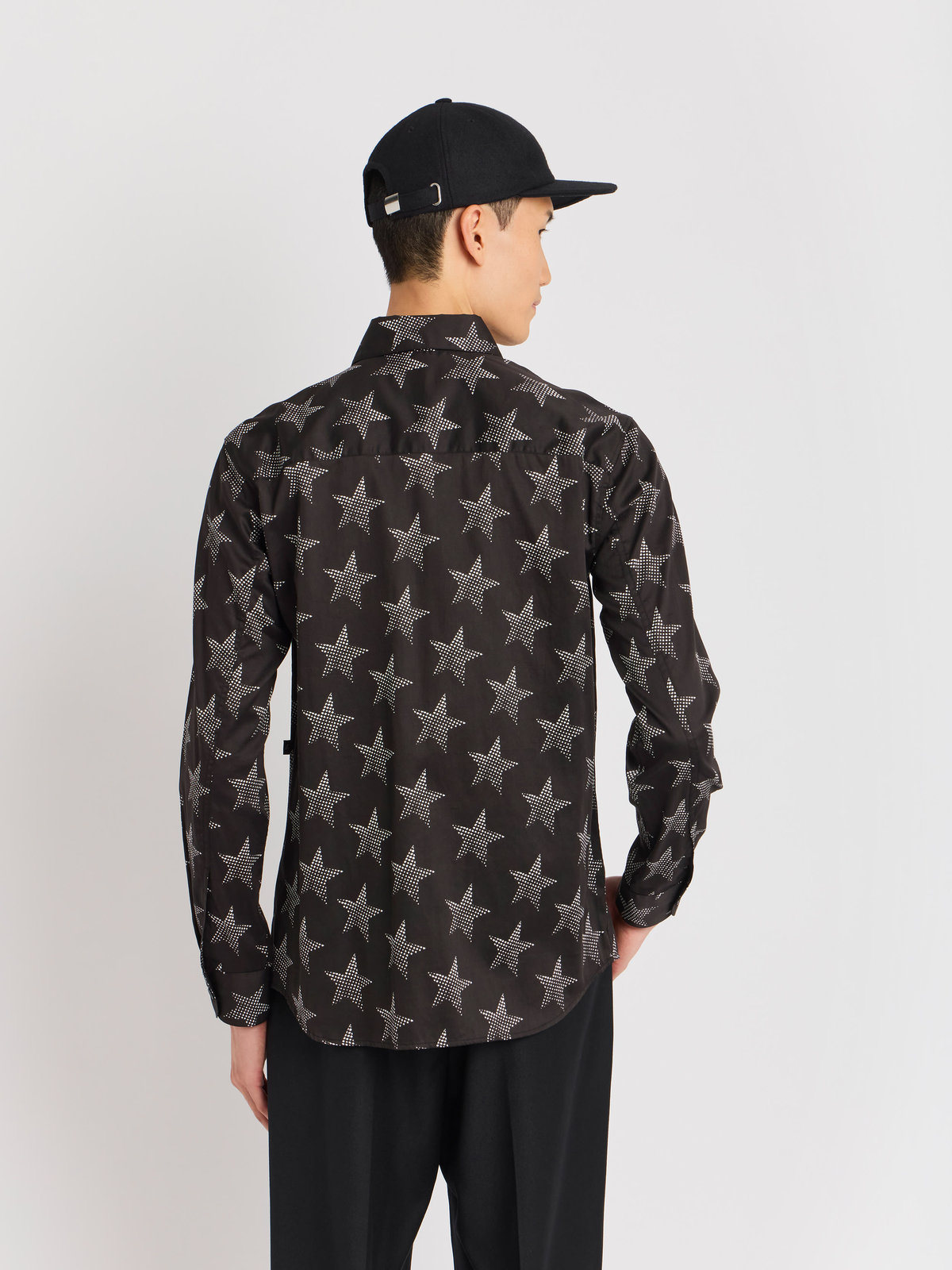 HOMME メンズ メンズ スタープリント コットン 長袖 シャツ ”Jimi” ブラック