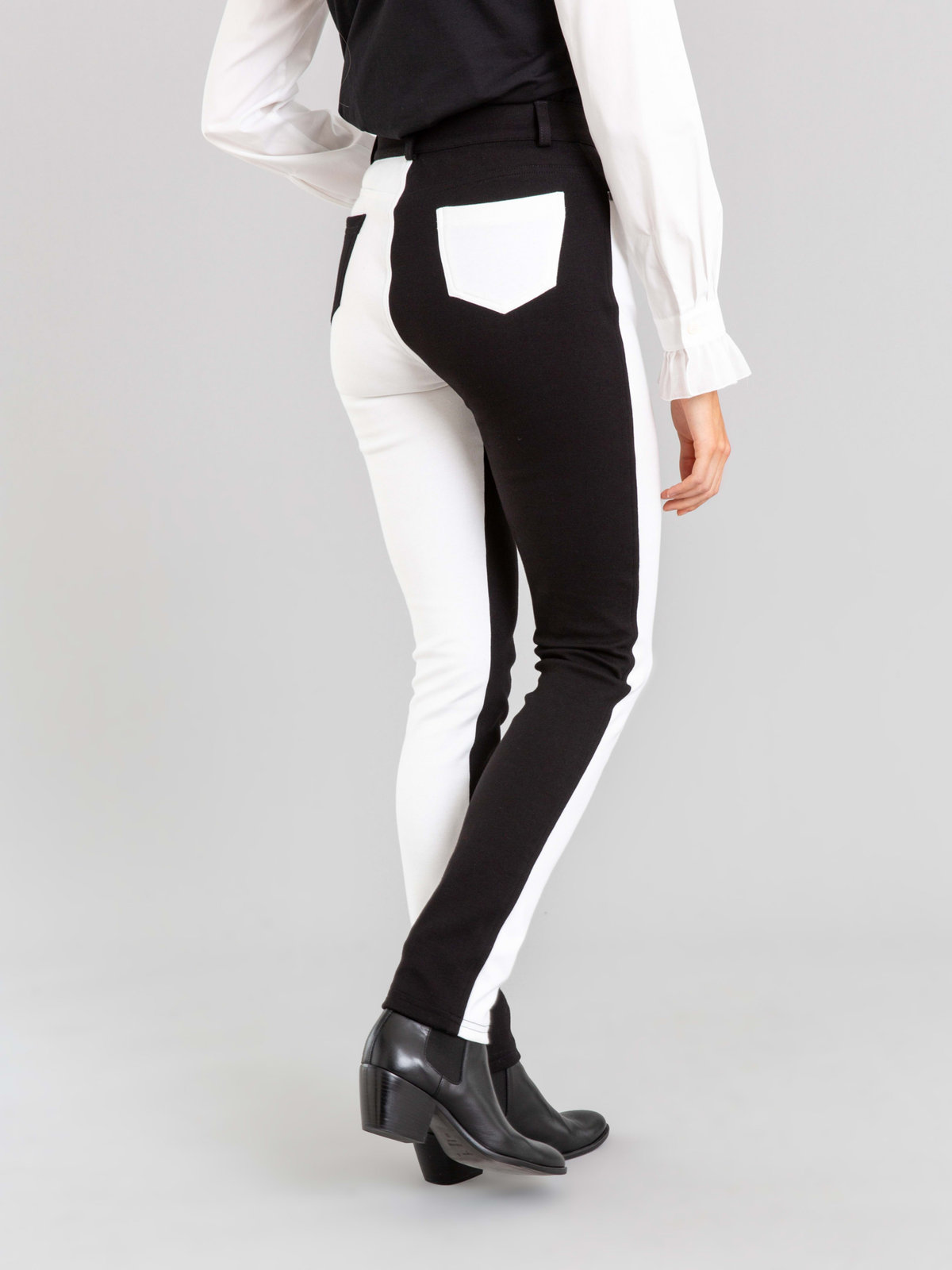 FEMME ウィメンズ コットンジャージー ツートーン スリムフィットパンツ ブラック