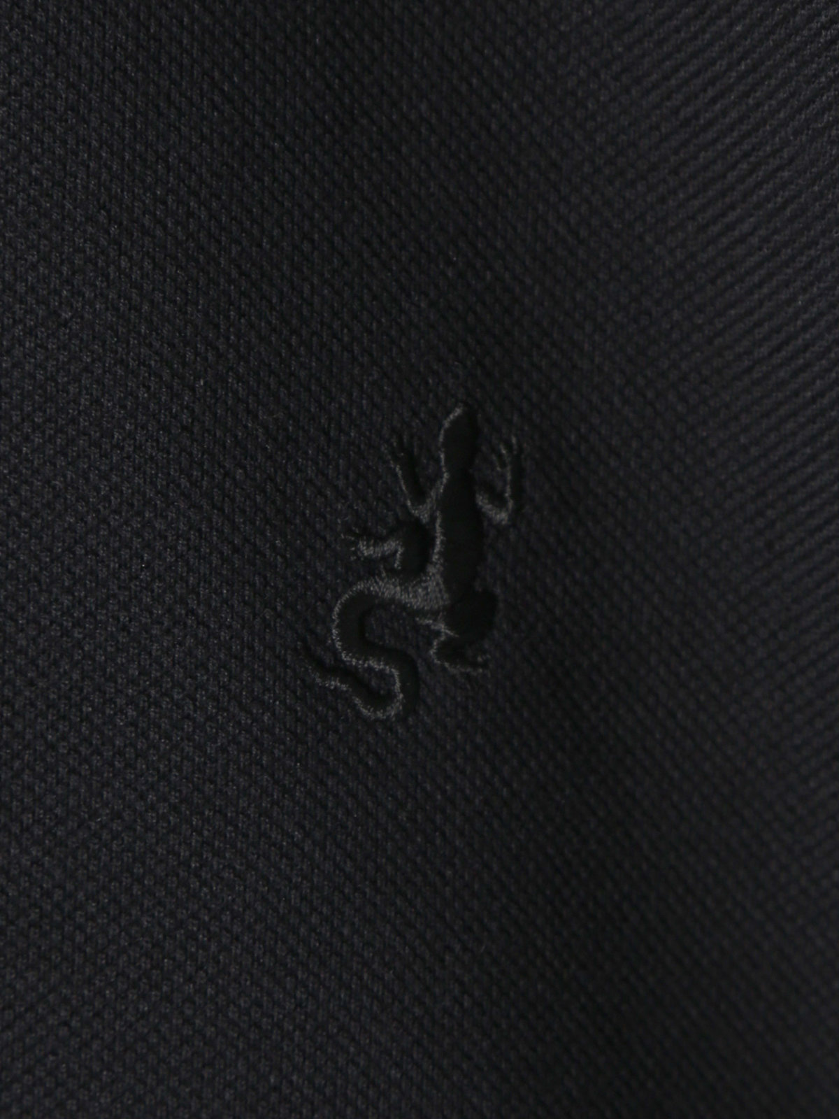 HOMME メンズ メンズ アイコニック 刺繍 コットン 半袖 ポロシャツ "Lezard" ブラック