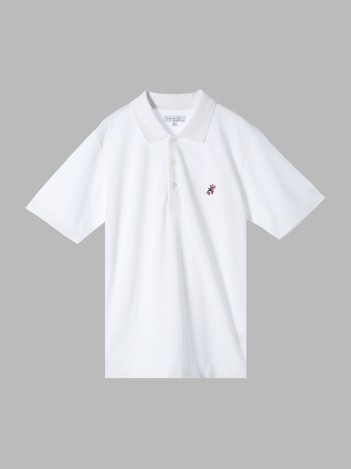 HOMME メンズ メンズ アイコニック 刺繍 コットン 半袖 ポロシャツ "Lezard" ホワイト