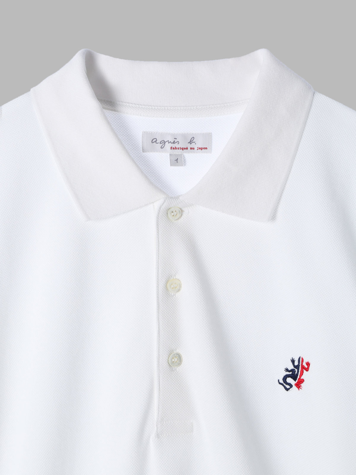 HOMME メンズ メンズ アイコニック 刺繍 コットン 半袖 ポロシャツ "Lezard" ホワイト