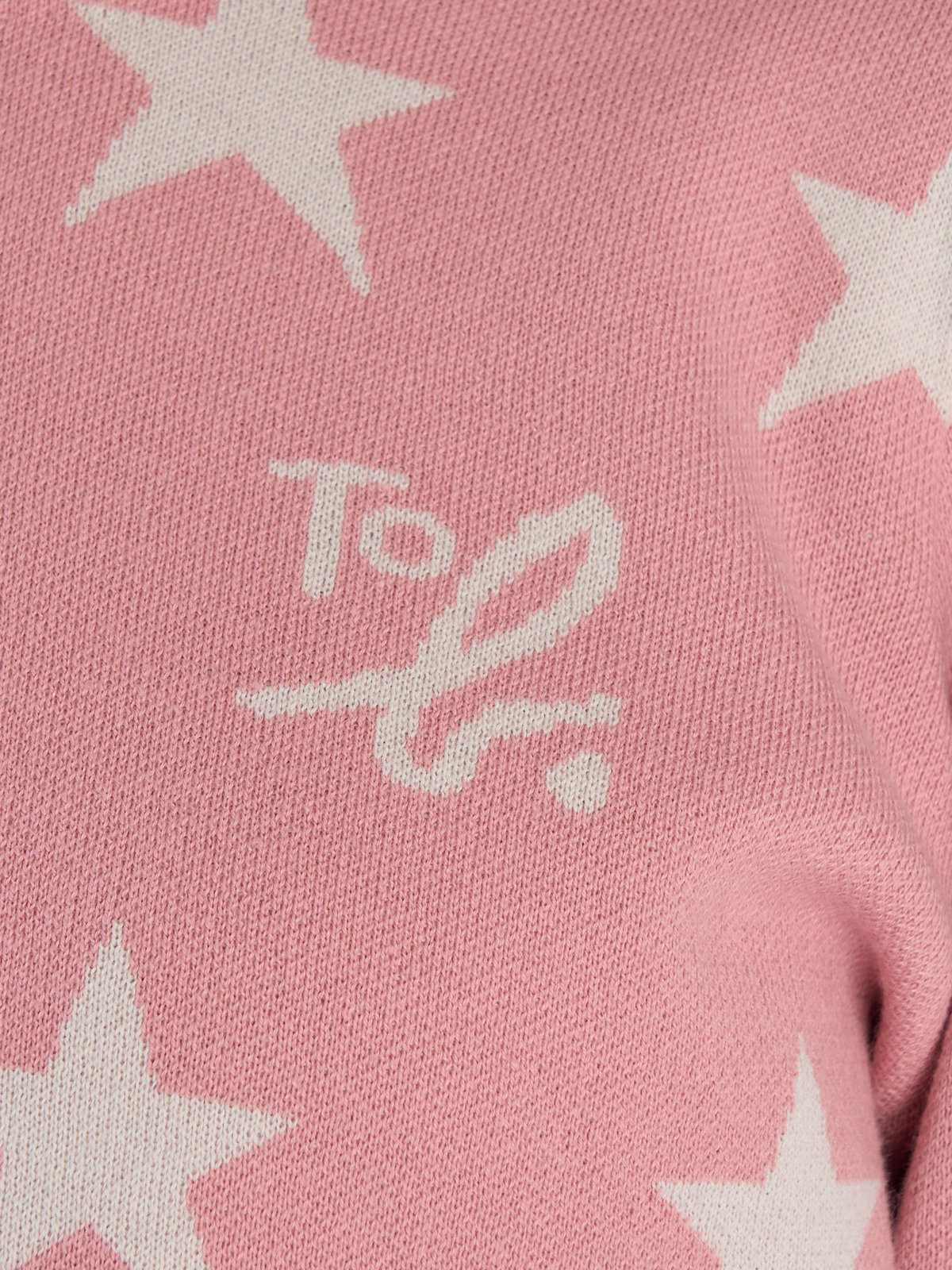 To b. by agnès b. ”To b.”ロゴ スター ジャカード ニット プルオーバー ピンク