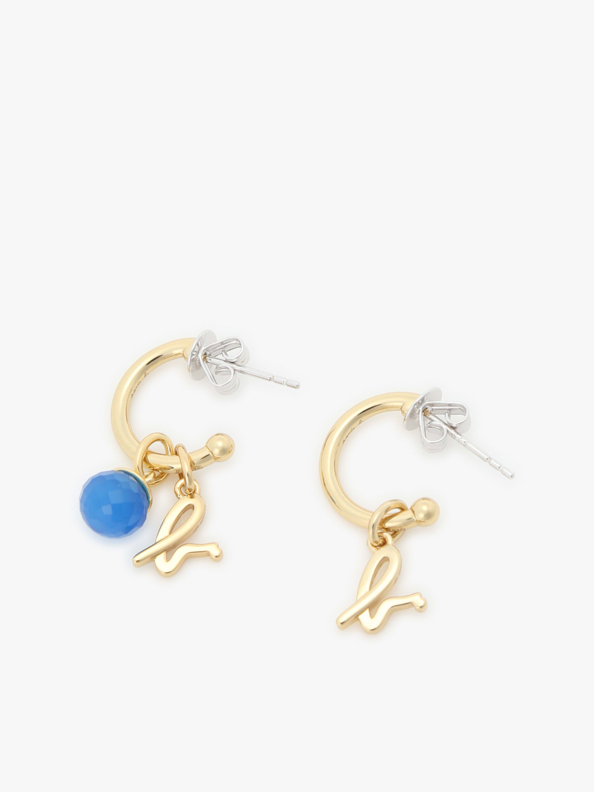 FEMME ウィメンズ ストーンピアス ”Dark Blue Chalcedony” ライトブルー