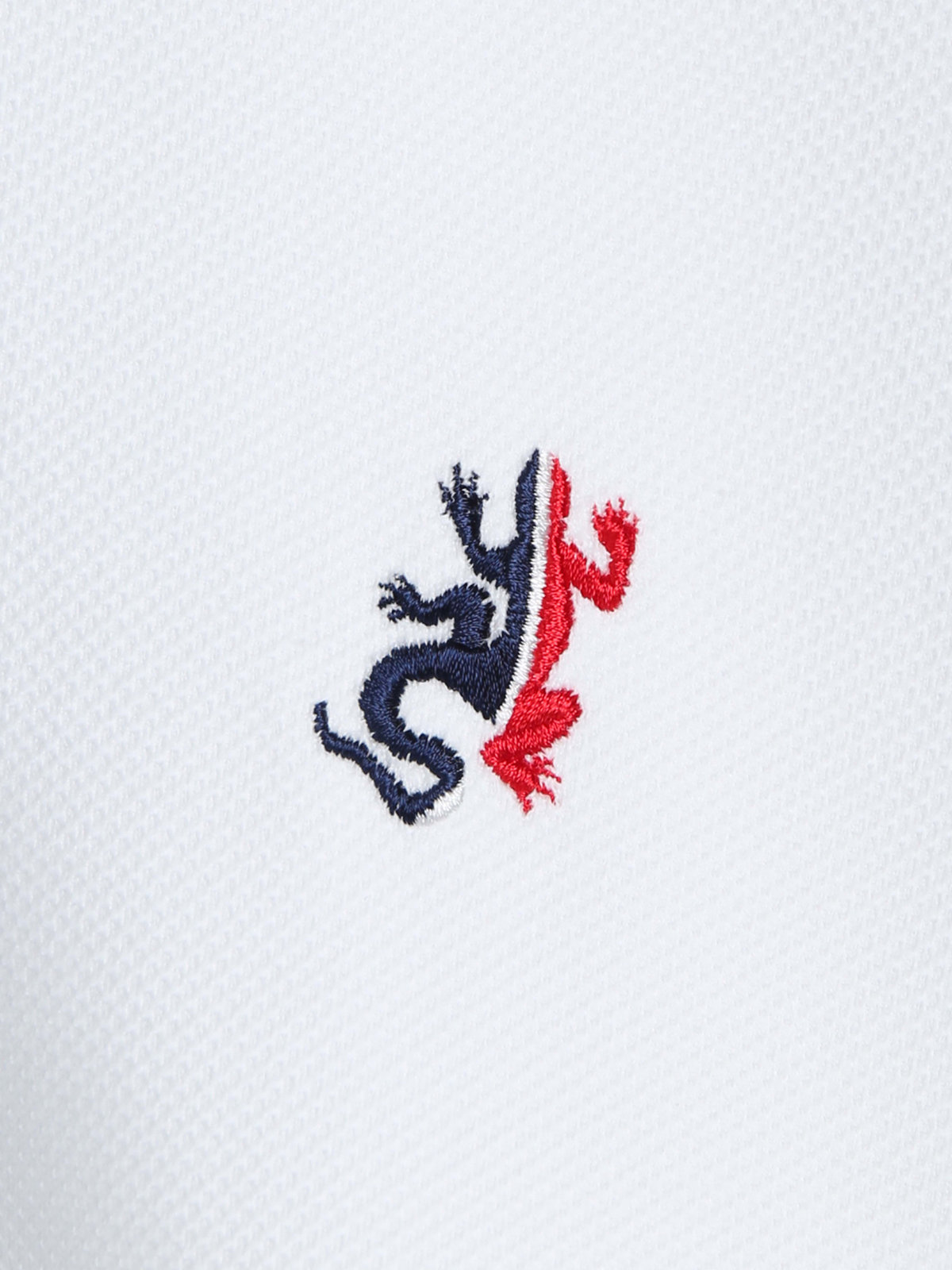 HOMME メンズ メンズ アイコニック 刺繍 コットン 半袖 ポロシャツ "Lezard" ホワイト