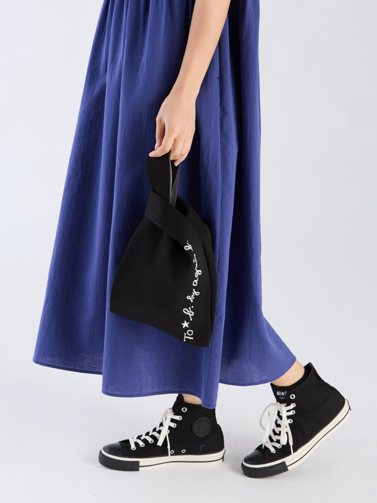 To b. by agnès b. ニット ロゴトートバッグ ブラック