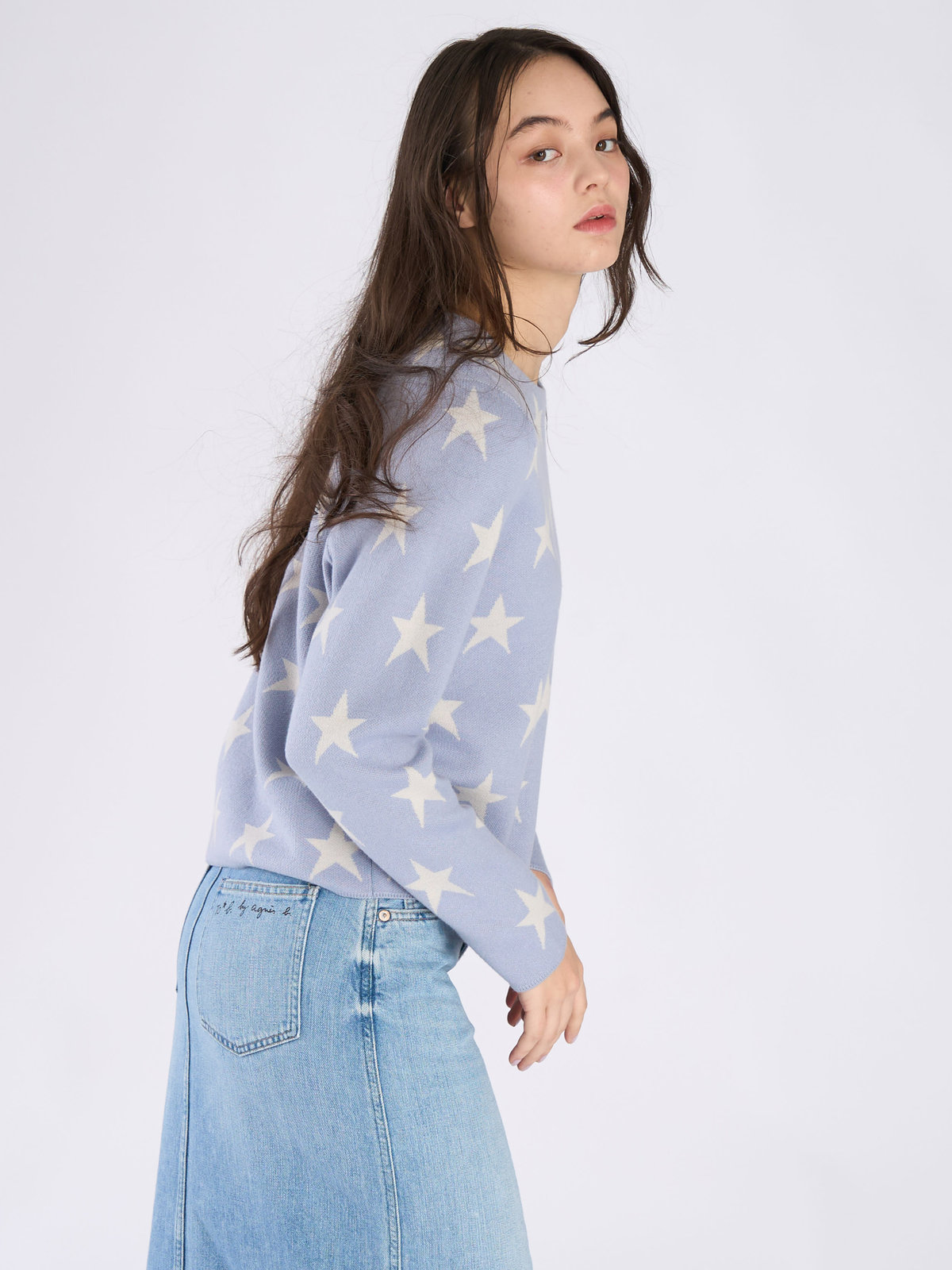 To b. by agnès b. スタージャガードプルオーバー ブルー