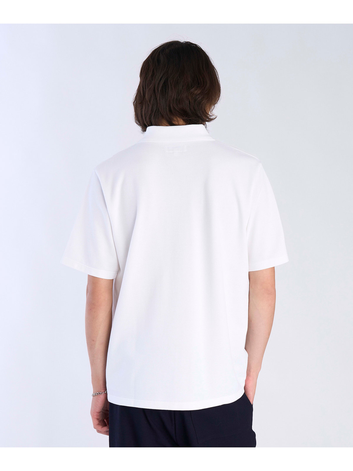 HOMME メンズ メンズ アイコニック 刺繍 コットン 半袖 ポロシャツ "Lezard" ホワイト