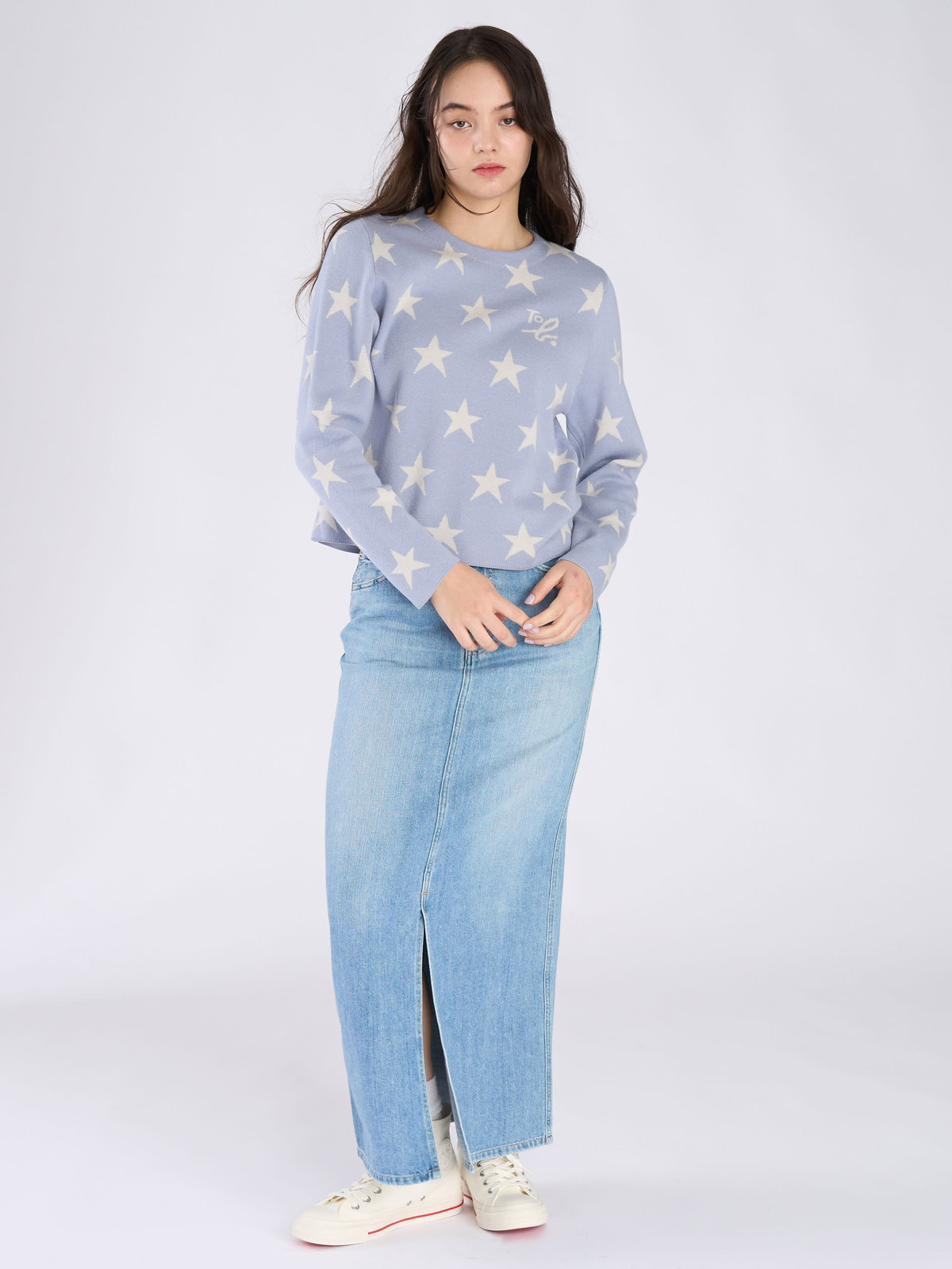 To b. by agnès b. スタージャガードプルオーバー ブルー