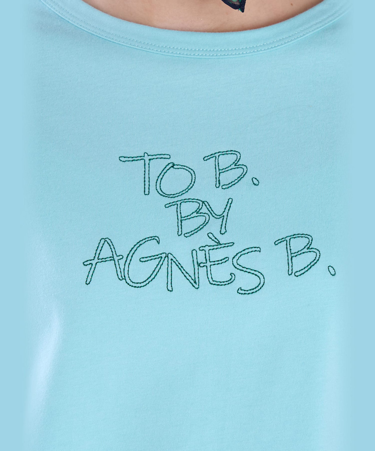 To b. by agnès b. ロゴ 刺繍 コットン 半袖 Tシャツ ブルー