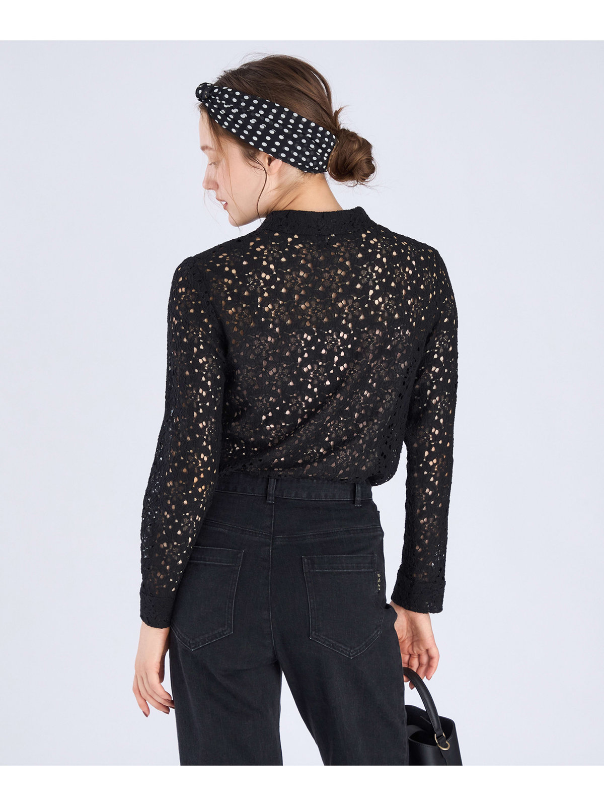 To b. by agnès b. 【Outlet】ラッセルレースポロ ブラック