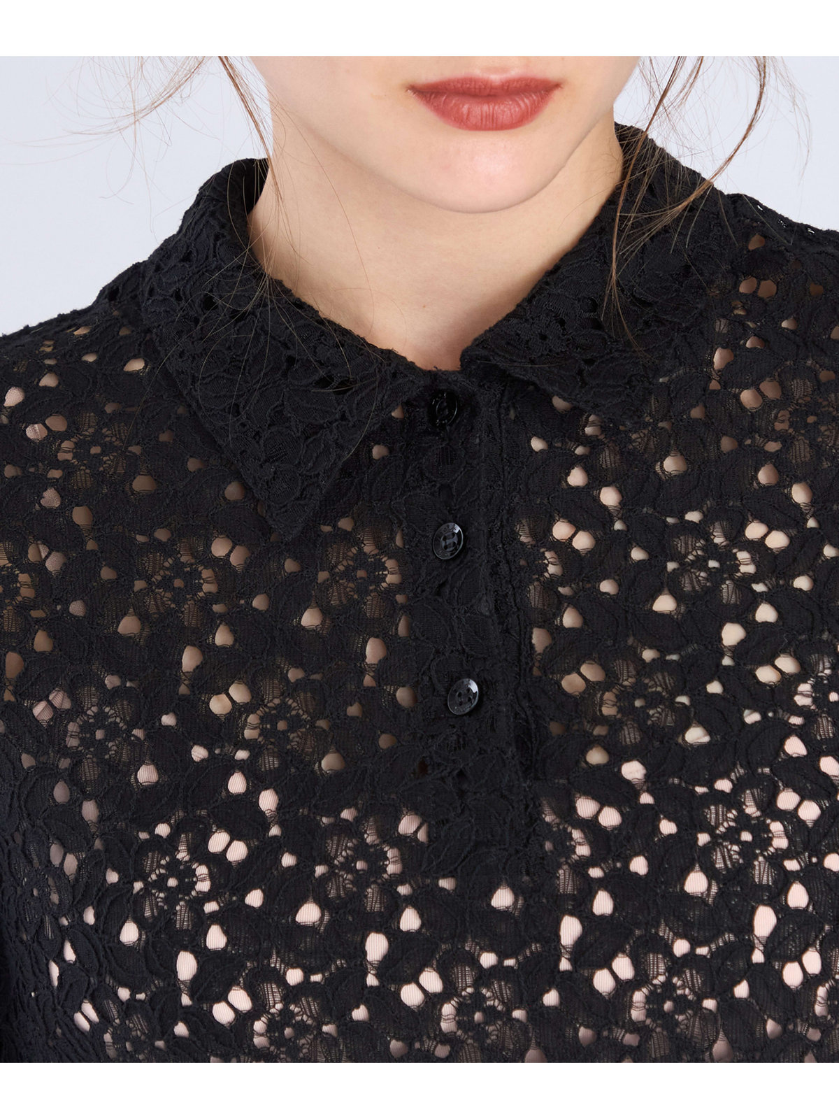 To b. by agnès b. 【Outlet】ラッセルレースポロ ブラック