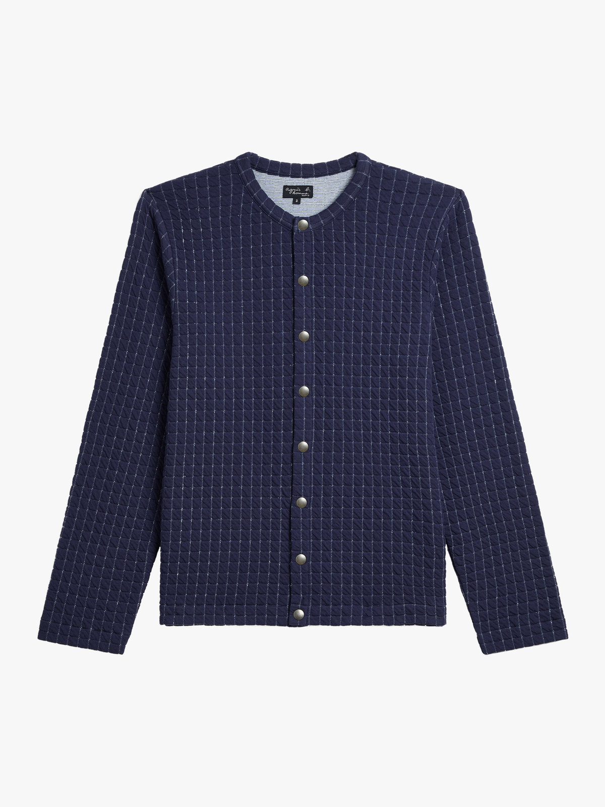 HOMME メンズ メンズ キルティング風 コットン カーディガンプレッション ネイビー