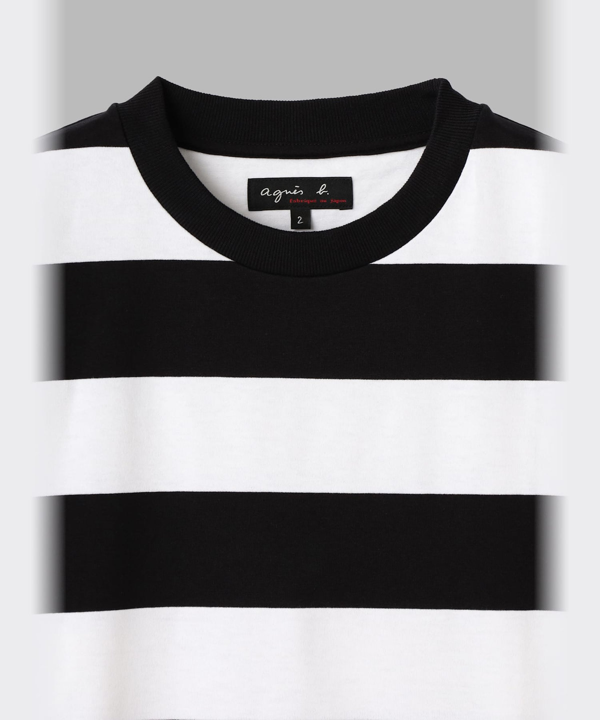 FEMME ウィメンズ 太ボーダー コットン 半袖 Tシャツ "Christof" ホワイト×ブラック