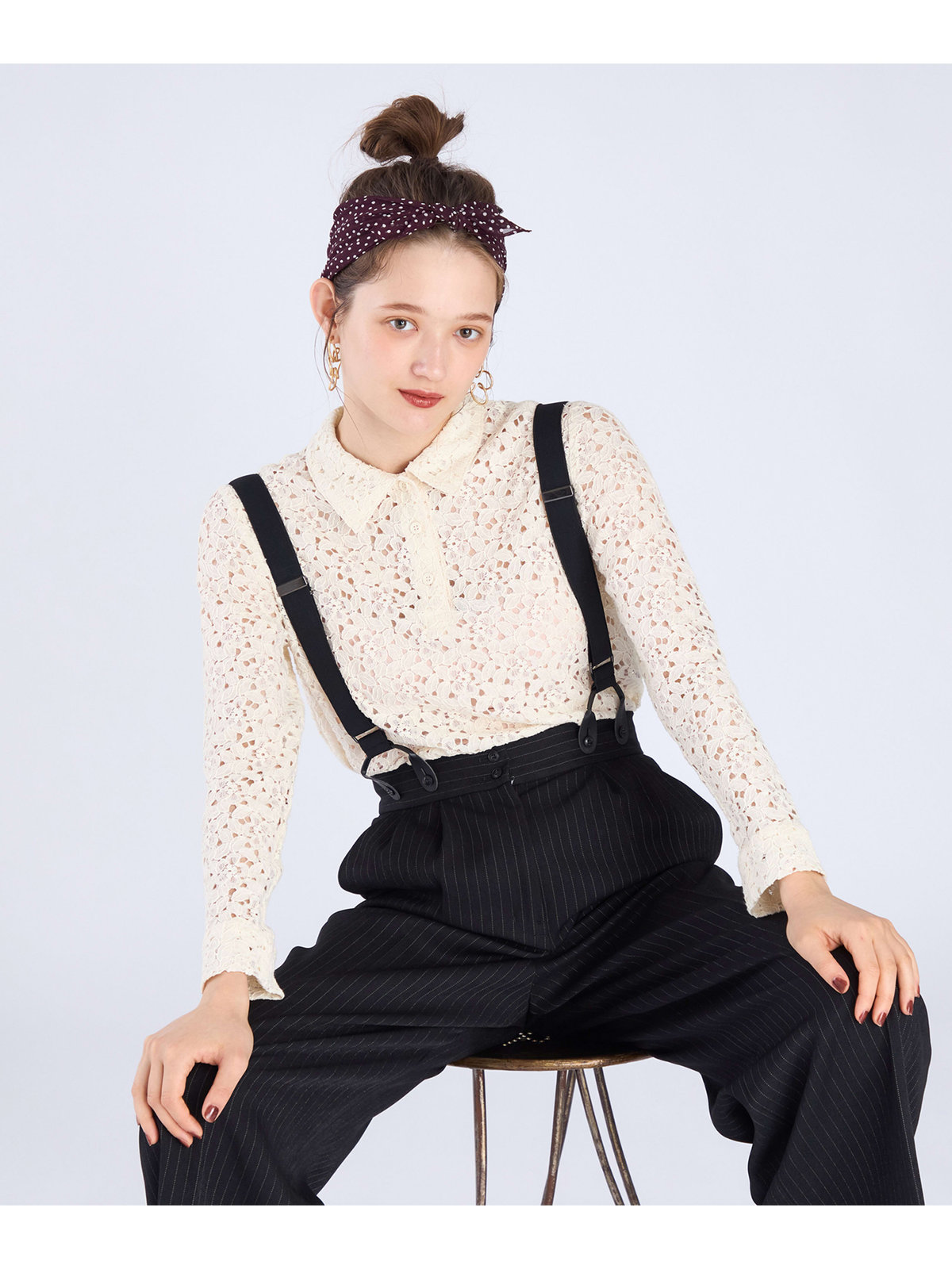 To b. by agnès b. 【Outlet】ラッセルレースポロ アイボリー