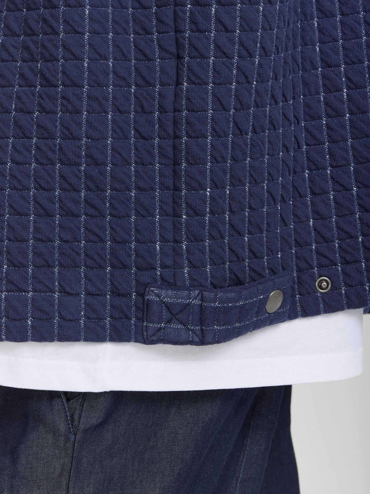 HOMME メンズ メンズ キルティング風 コットン カーディガンプレッション ネイビー