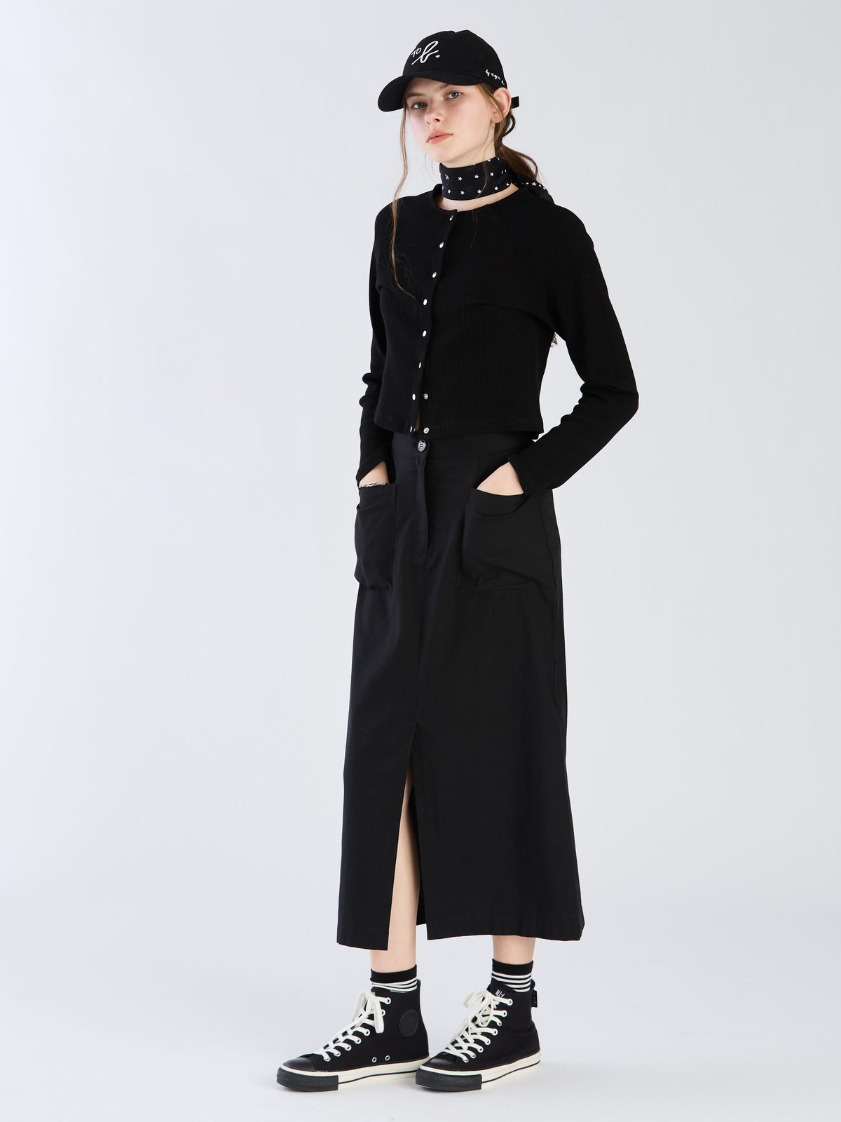 To b. by agnès b. 【Outlet】コットン ロング スカート ブラック