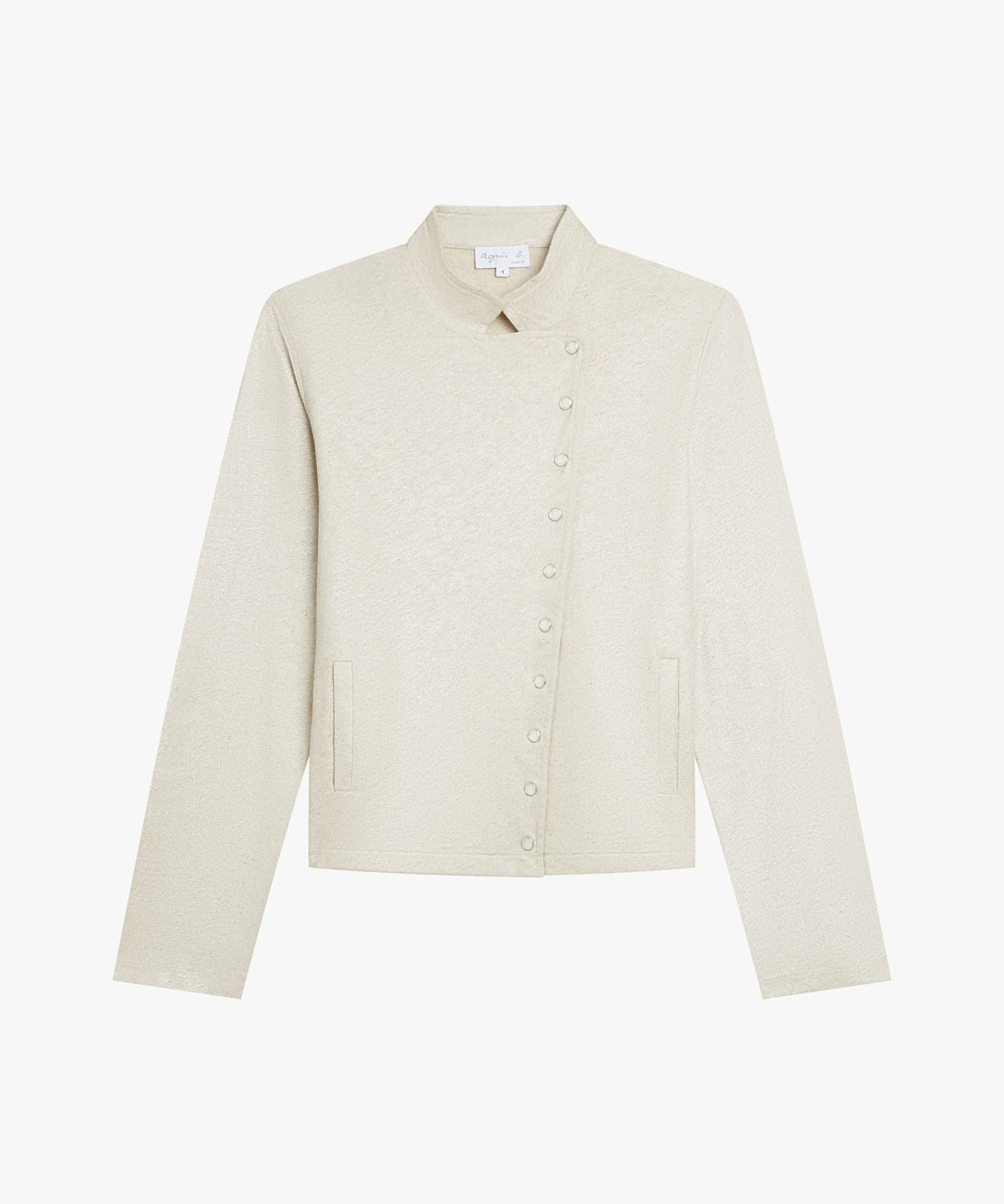 FEMME ウィメンズ リネン コットン スタンドカラー ジャケット "Fifre" シルバー