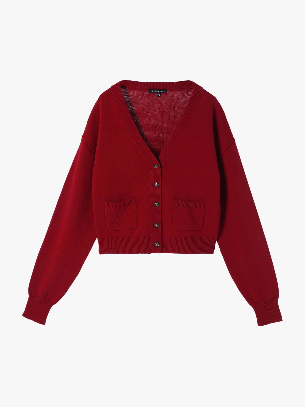 To b. by agnès b. 【Outlet】コットン Vネック ニット カーディガン ボルドー