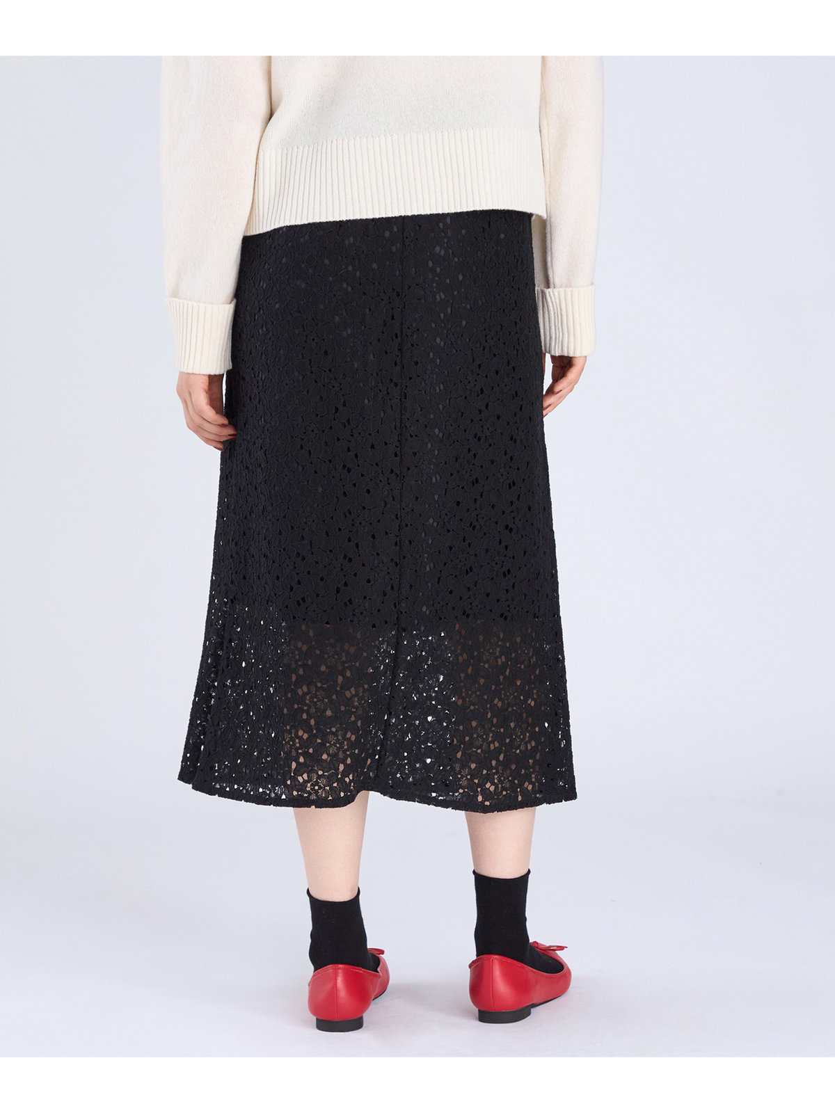 To b. by agnès b. 【Outlet】ラッセルレース ロングスカート ブラック