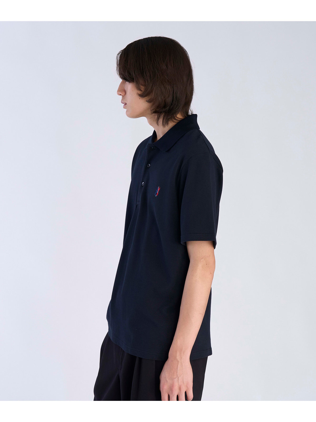 HOMME メンズ メンズ アイコニック 刺繍 コットン 半袖 ポロシャツ "Lezard" ブルー系その他