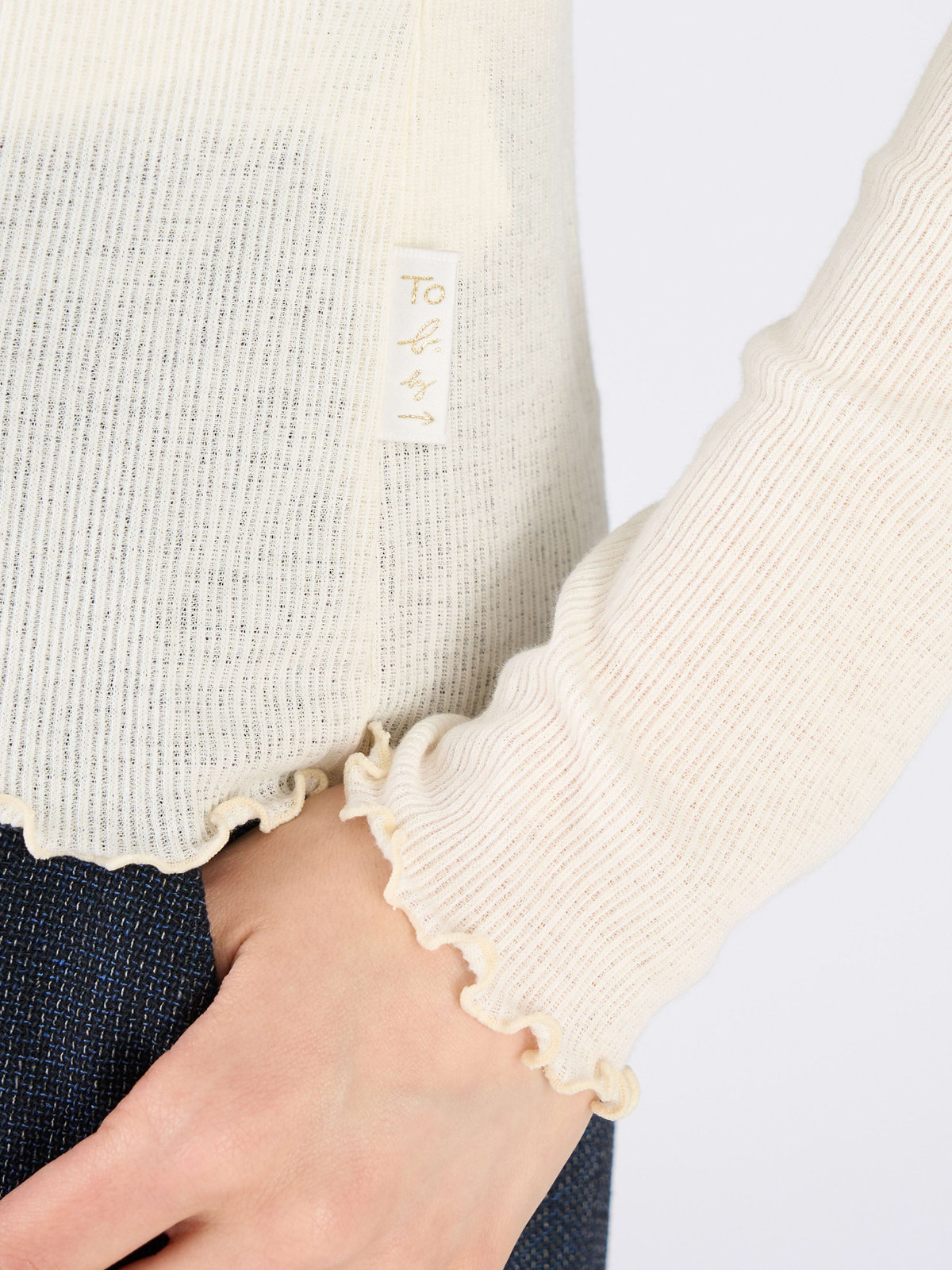 To b. by agnès b. シャーリング ジャージー タートル プルオーバー ホワイト