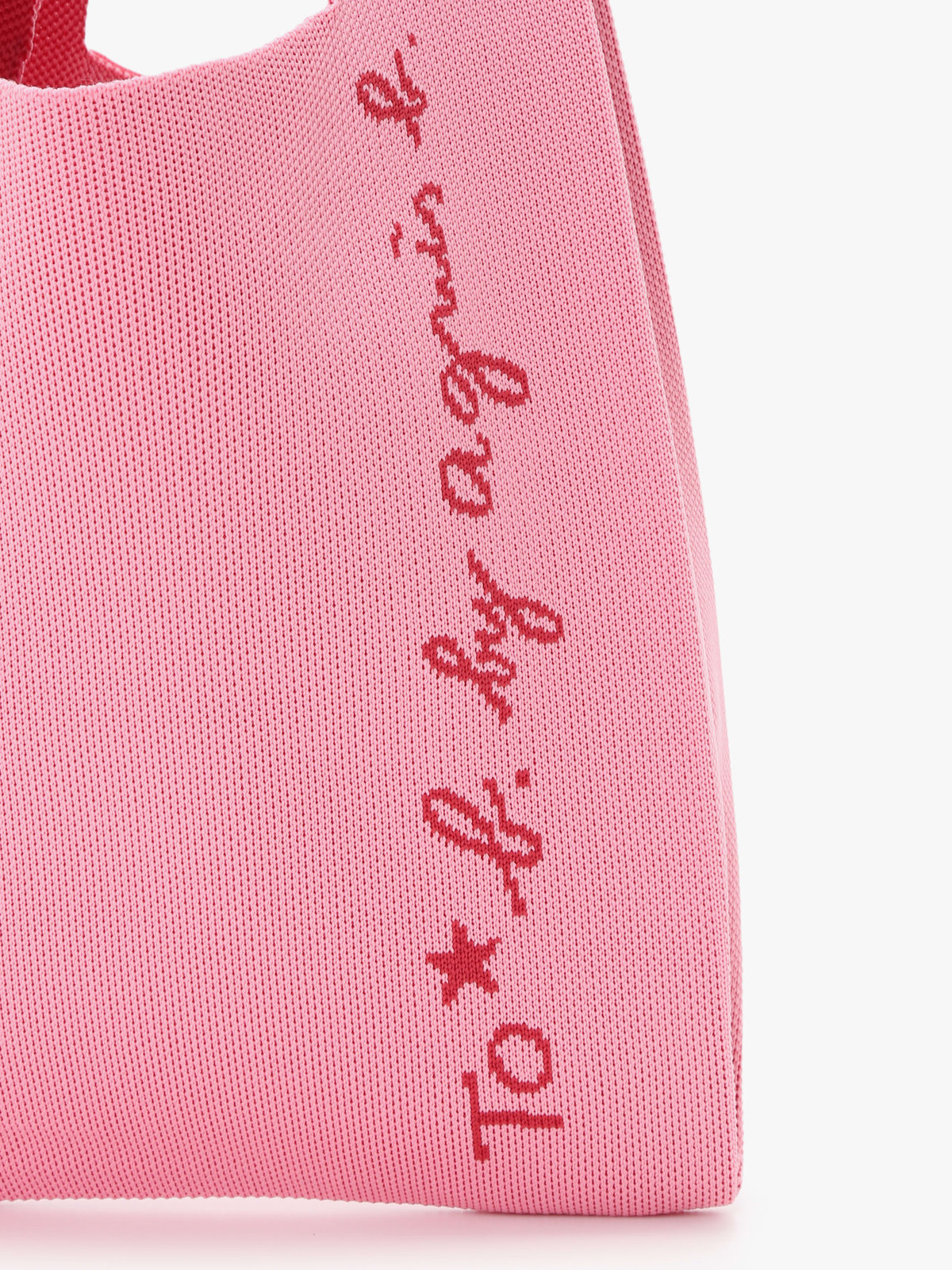 To b. by agnès b. ニット ロゴ トートバッグ ピンク