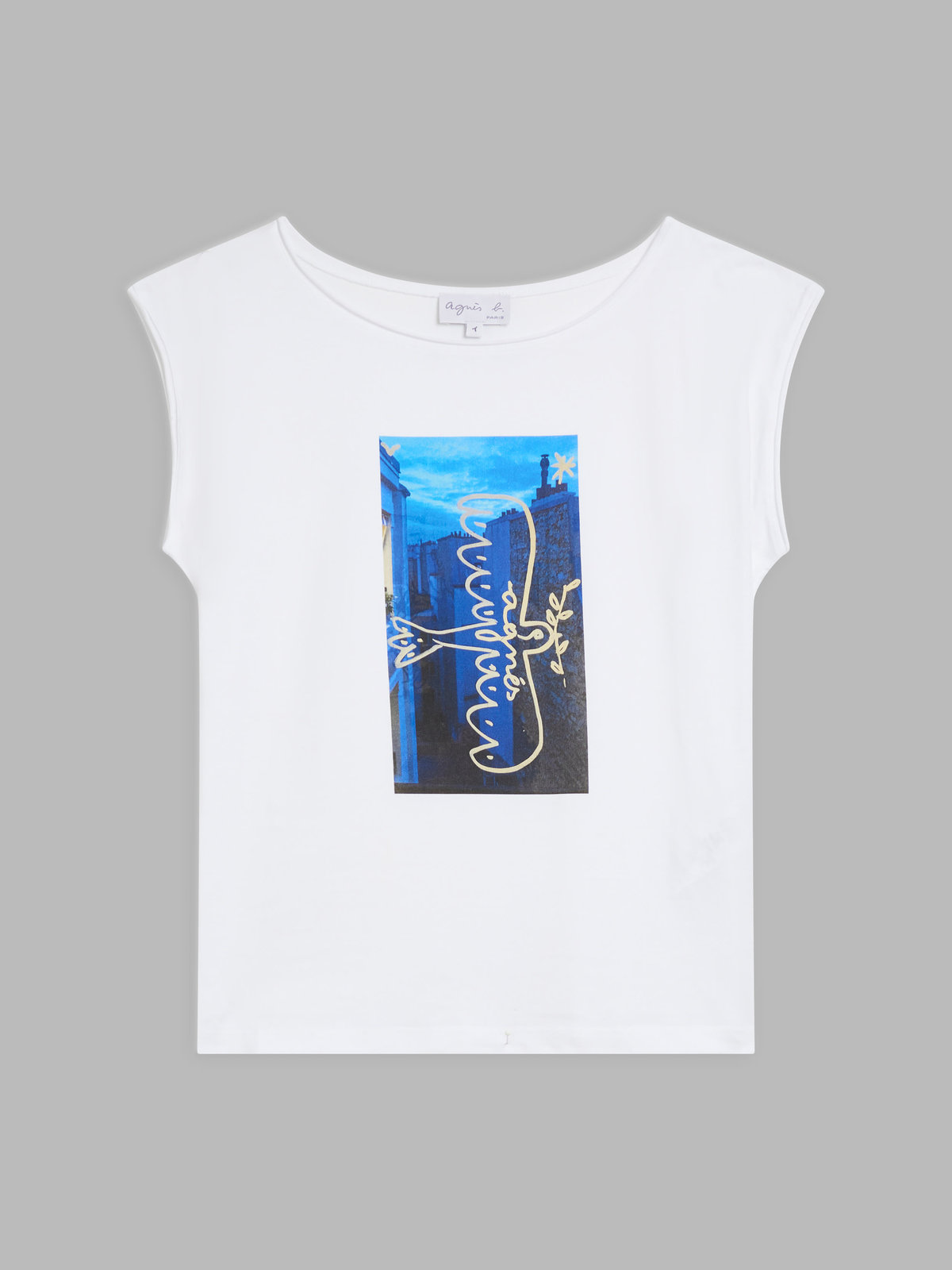 FEMME ウィメンズ コットン プリント ノースリーブ アーティストTシャツ ”Castelbajac” ホワイト