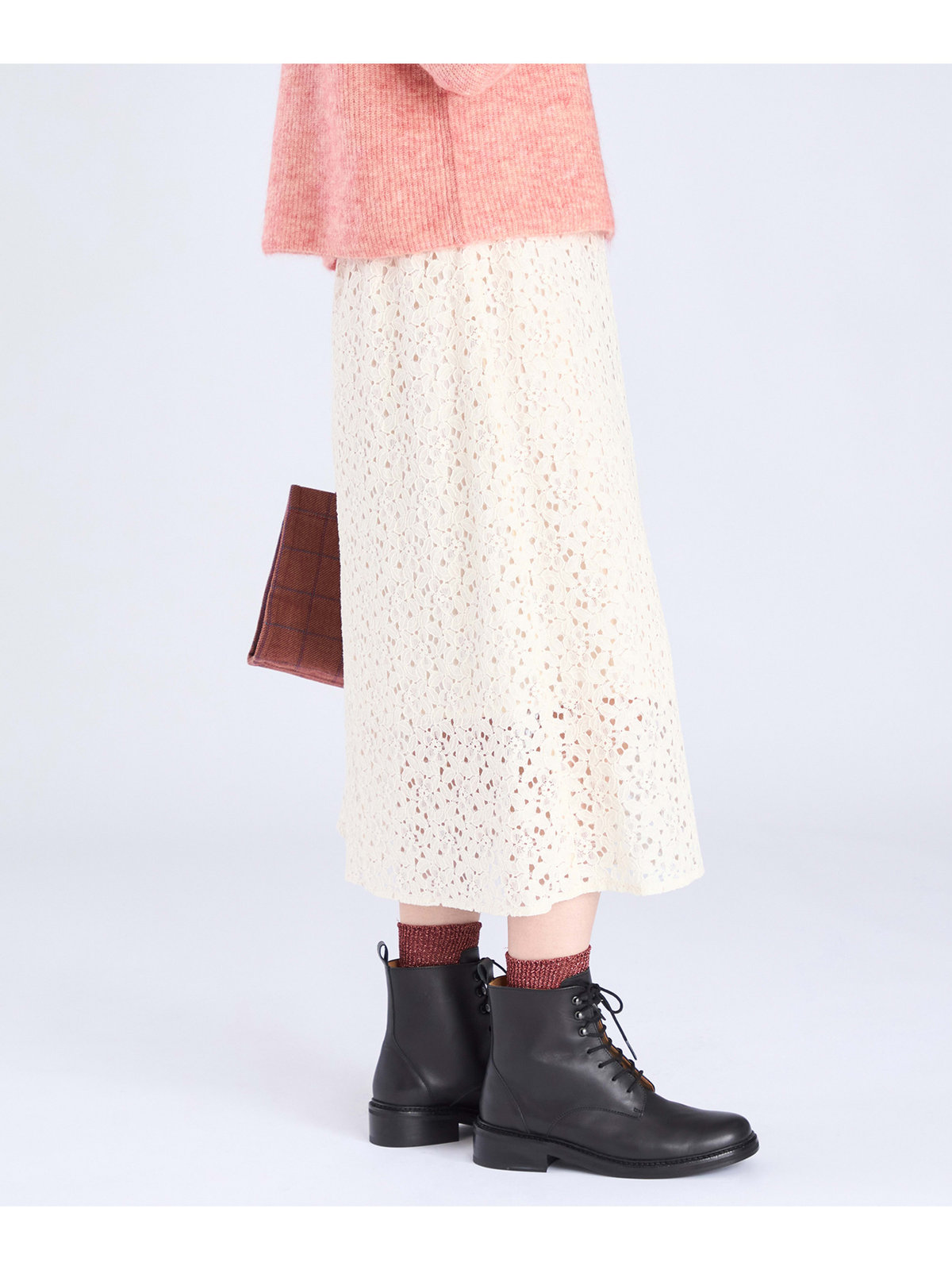 To b. by agnès b. 【Outlet】ラッセルレース ロングスカート アイボリー