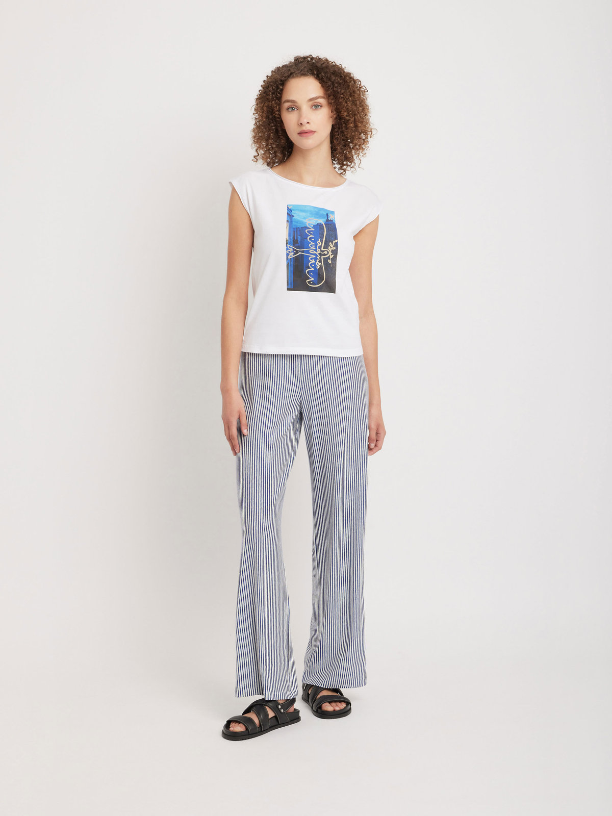 FEMME ウィメンズ コットン プリント ノースリーブ アーティストTシャツ ”Castelbajac” ホワイト