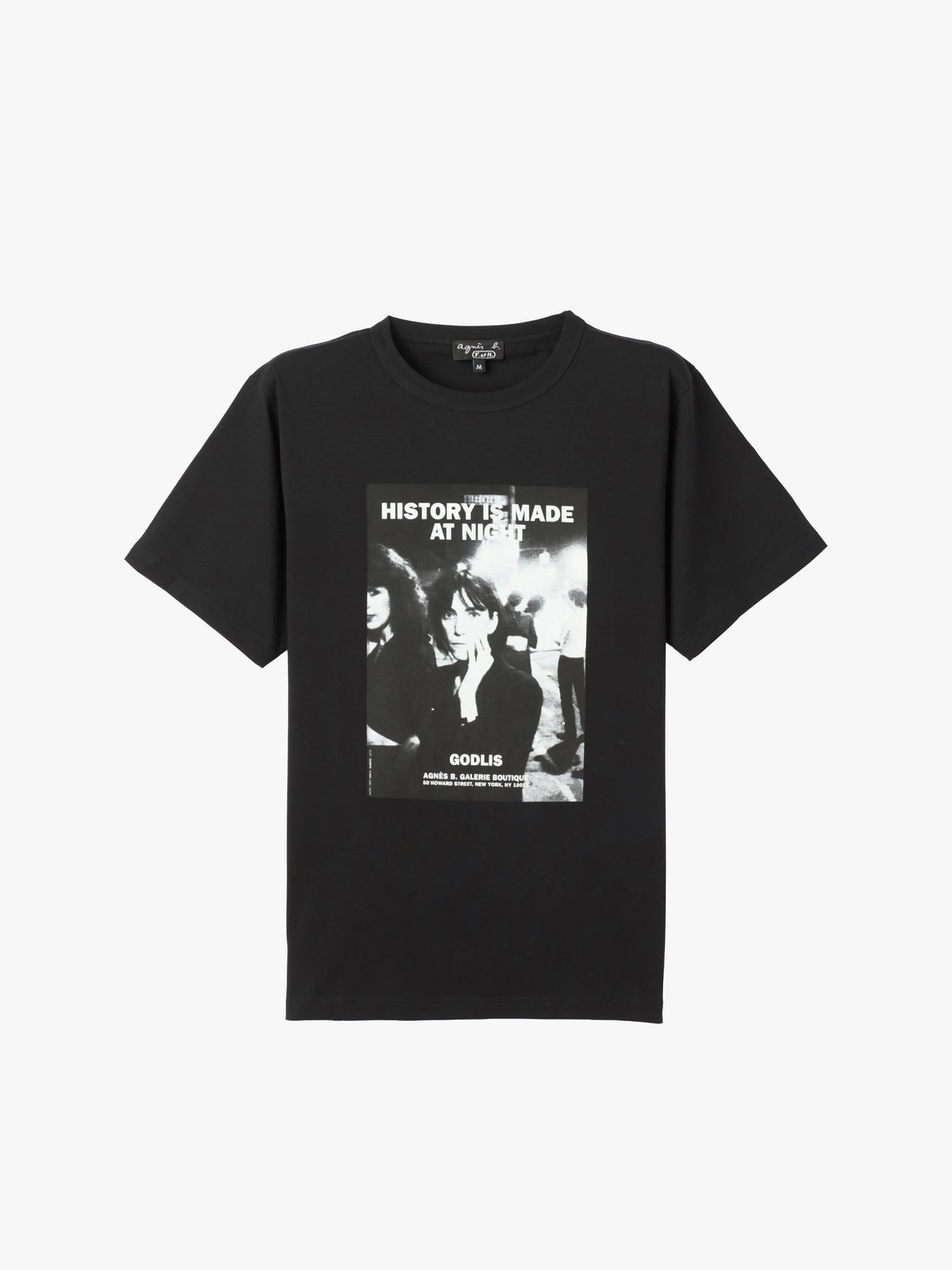FEMME ウィメンズ コットン プリント 半袖 アーティスト Tシャツ "Godlis" ブラック