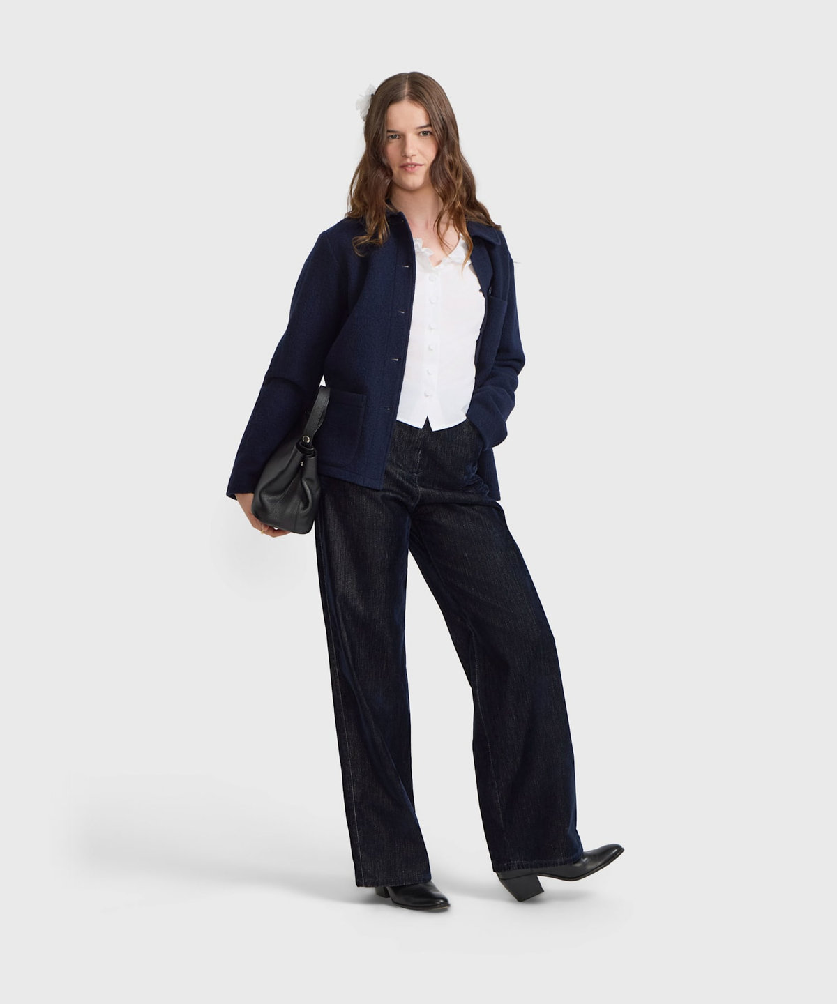 FEMME ウィメンズ コットン フリル バルーンスリーブ ブラウス "Margaux" ホワイト