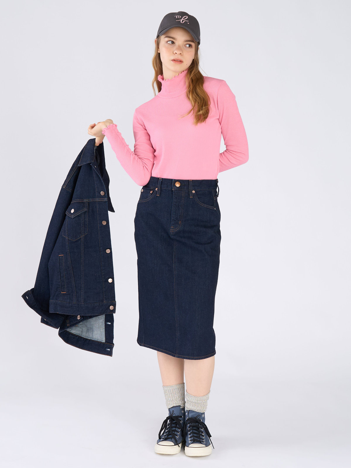 To b. by agnès b. シャーリング ジャージー タートル プルオーバー ピンク