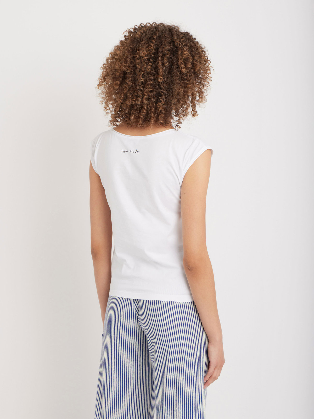 FEMME ウィメンズ コットン プリント ノースリーブ アーティストTシャツ ”Castelbajac” ホワイト