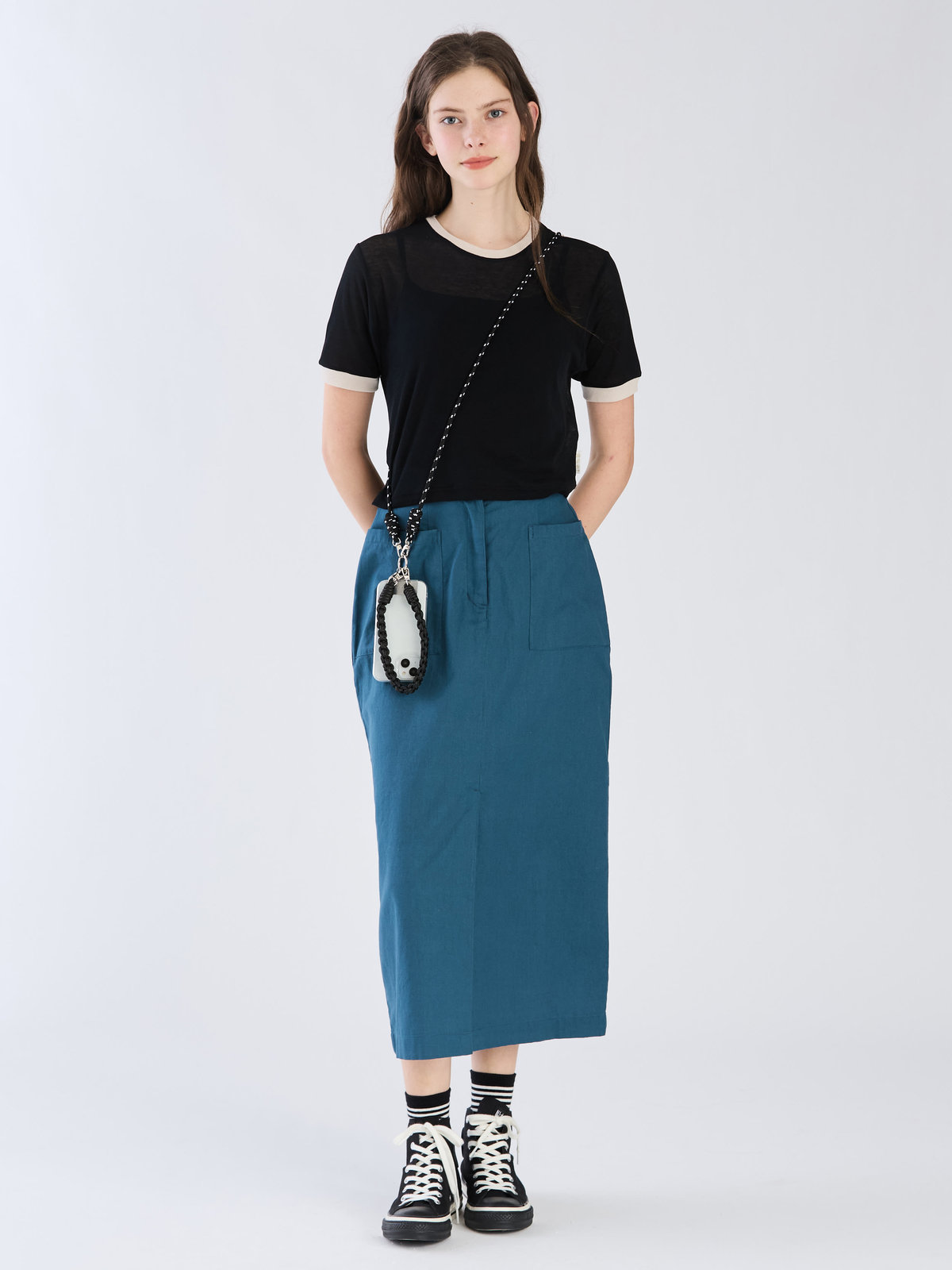 To b. by agnès b. 【Outlet】コットン ロング スカート グリーン