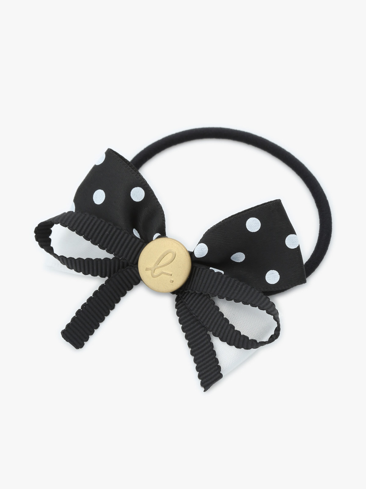 ENFANT ガールズ キッズ ”b.” ロゴ サテン ヘアゴム ブラック