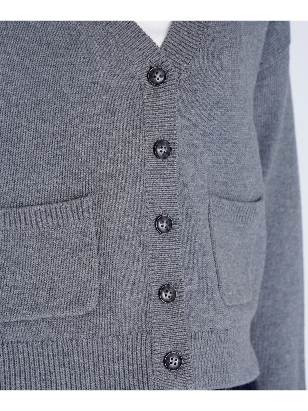 To b. by agnès b. 【Outlet】コットン Vネック ニット カーディガン グレー