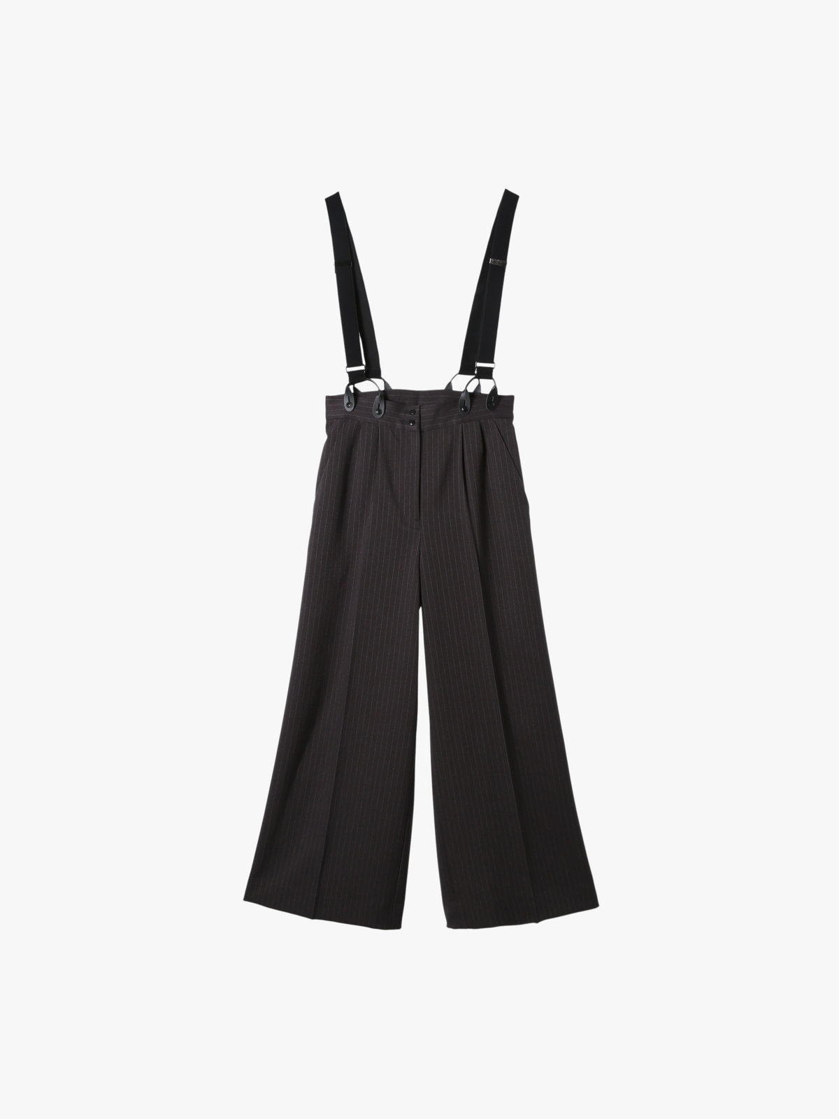 To b. by agnès b. 【Outlet】ウール調 ストライプ サスペンダーパンツ グレー