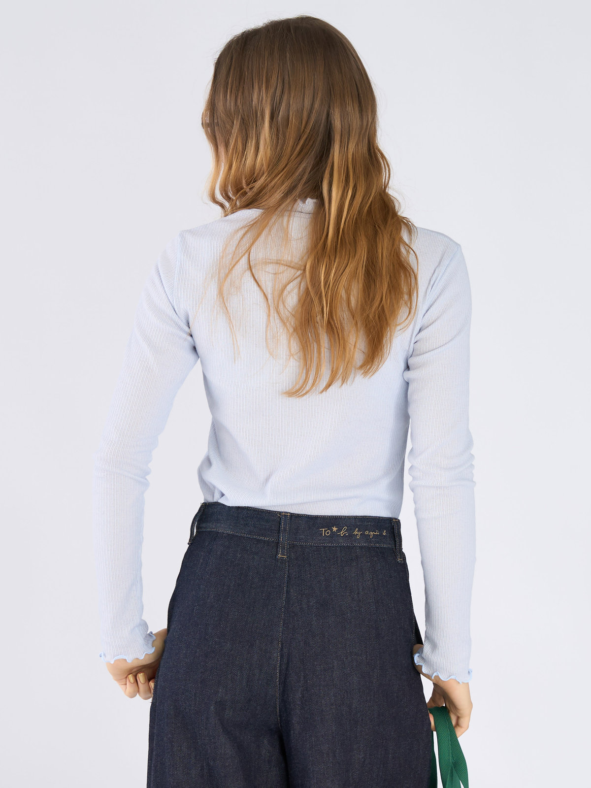 To b. by agnès b. シャーリング ジャージー タートル プルオーバー ライトブルー