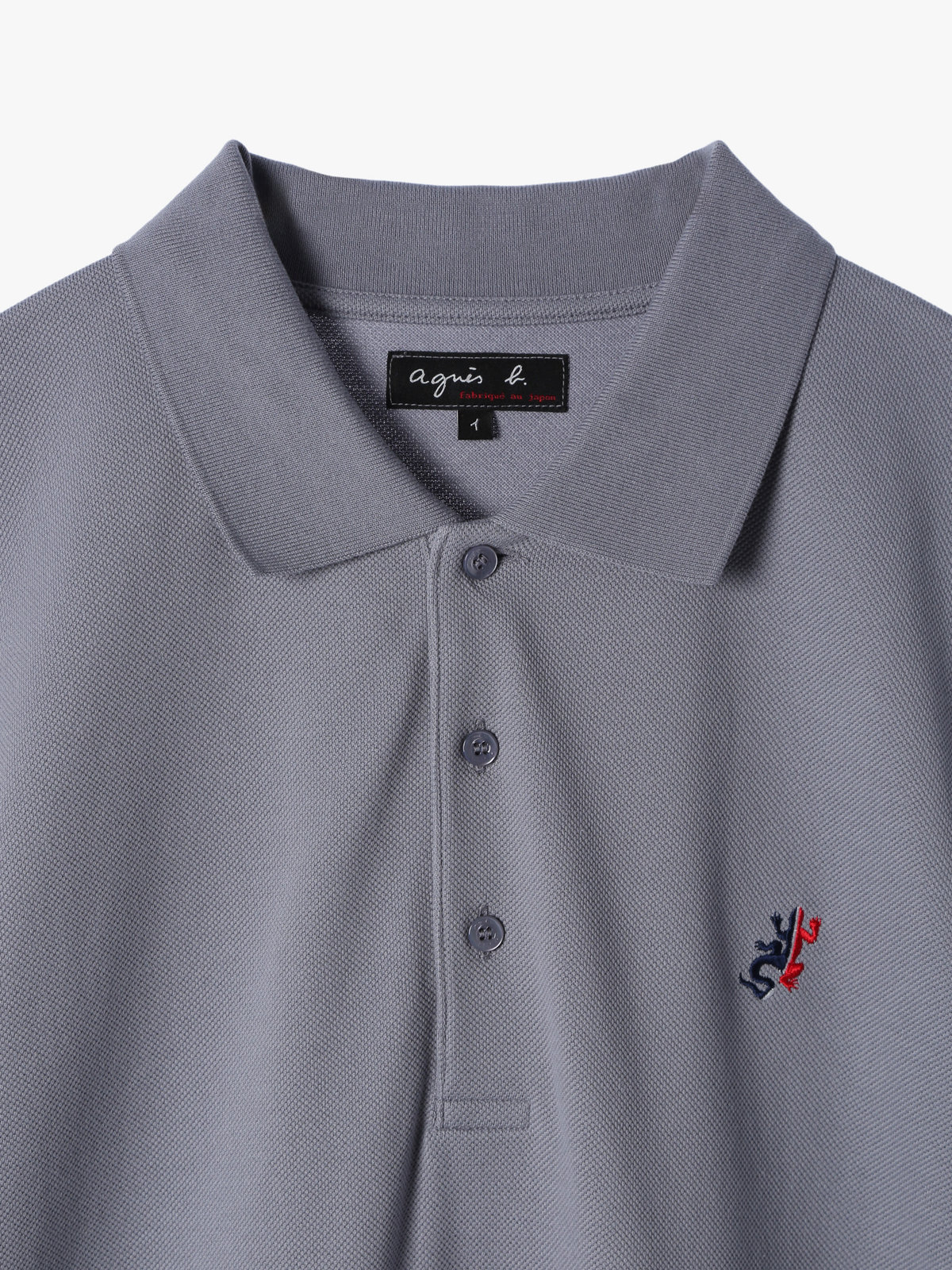 HOMME メンズ メンズ アイコニック 刺繍 コットン 半袖 ポロシャツ "Lezard" グレー