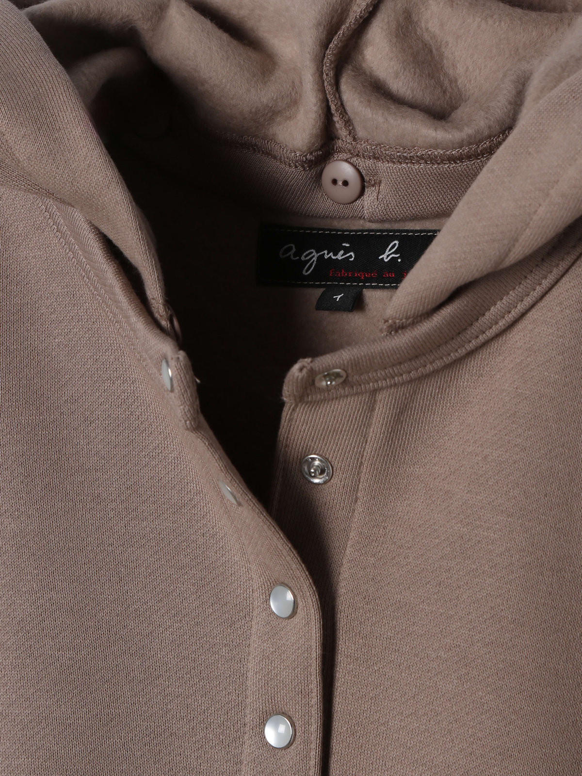 FEMME ウィメンズ オーガニックコットン メルトン 長袖 カーディガンプレッション ”Capuche” ベージュ