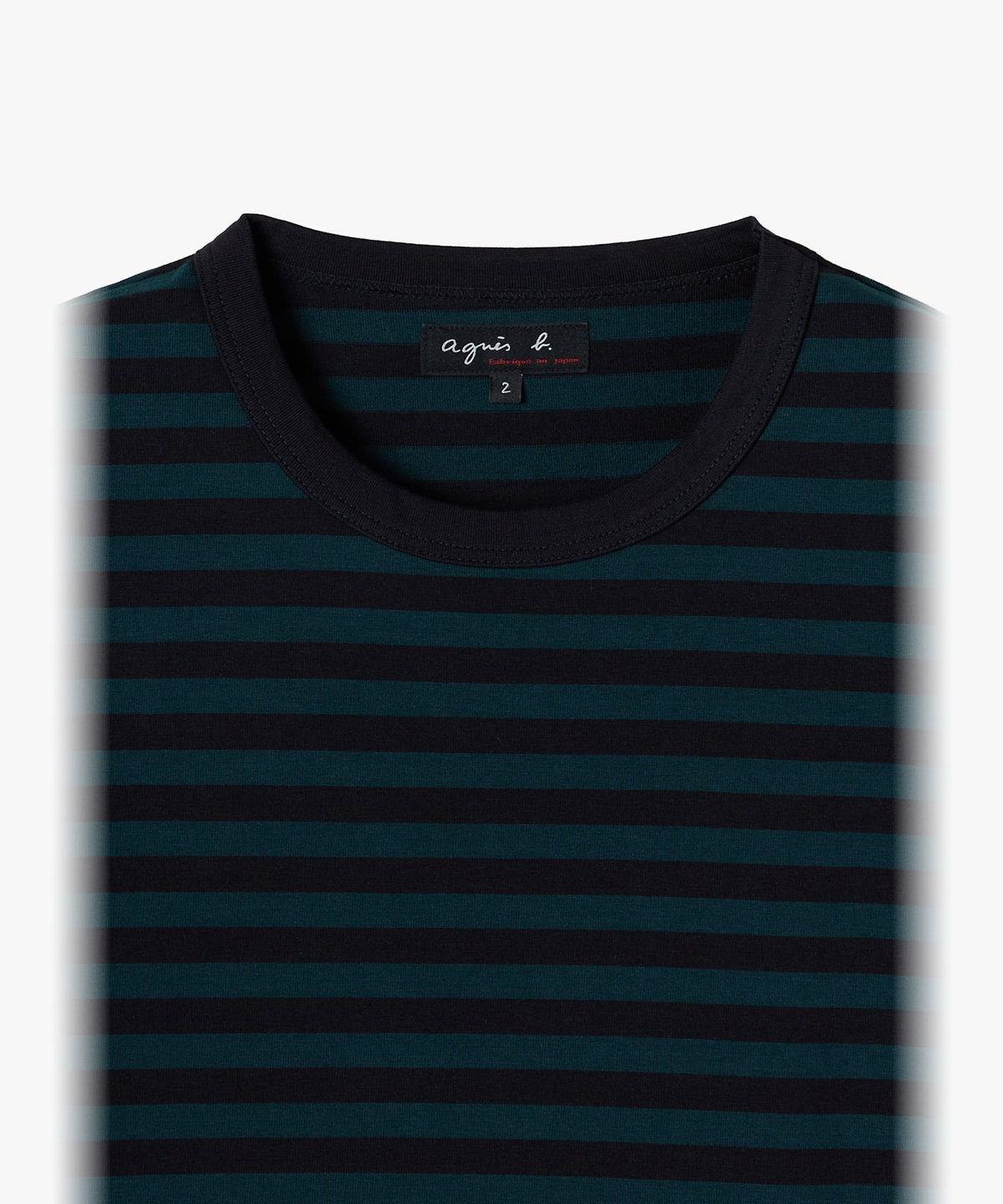 HOMME メンズ メンズ 細ボーダー コットン 長袖 Tシャツ ブラック×グリーン