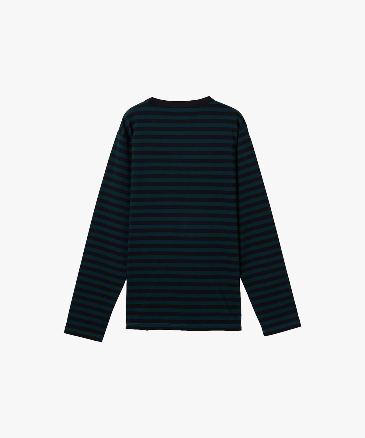 HOMME メンズ メンズ 細ボーダー コットン 長袖 Tシャツ ブラック×グリーン