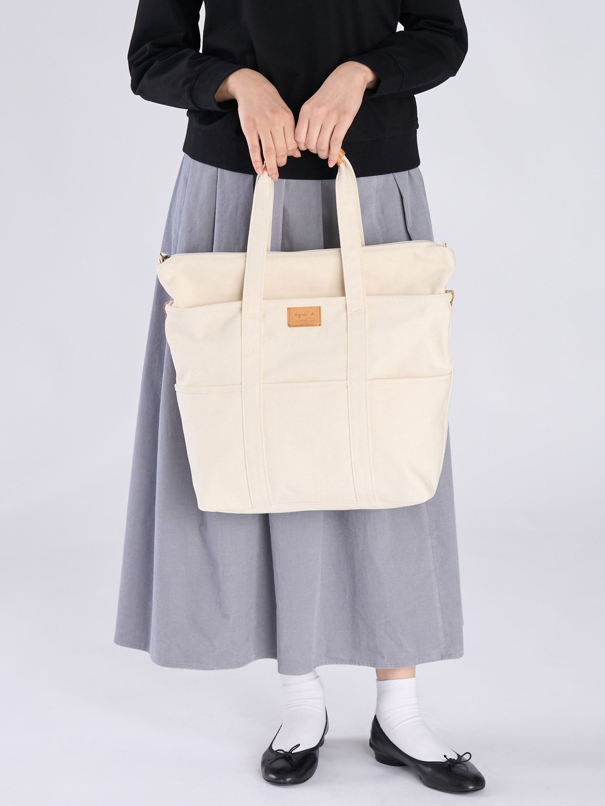 VOYAGE ウィメンズ バッグ＆ウォレット コットン ラージ トートバッグ ABS10-02 オフホワイト