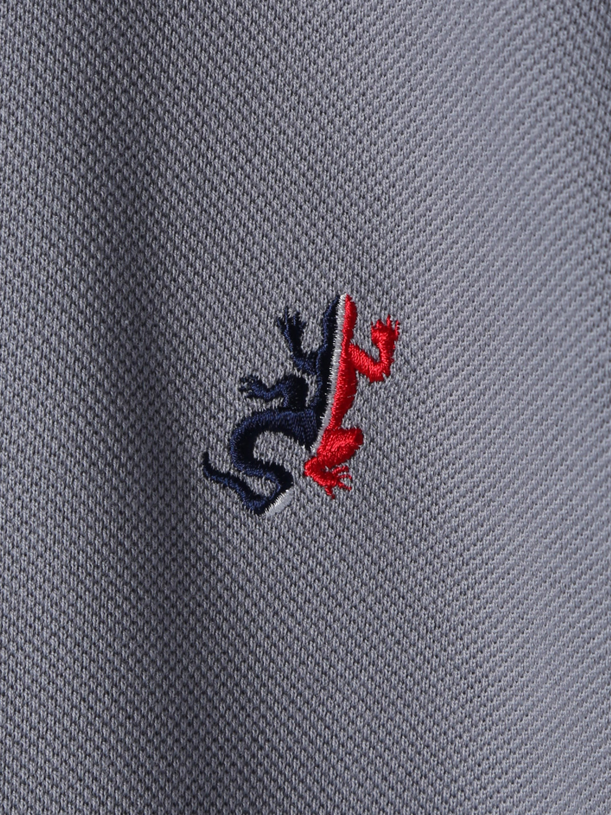 HOMME メンズ メンズ アイコニック 刺繍 コットン 半袖 ポロシャツ "Lezard" グレー