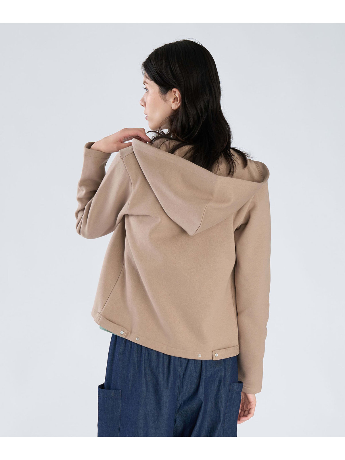 FEMME ウィメンズ オーガニックコットン メルトン 長袖 カーディガンプレッション ”Capuche” ベージュ